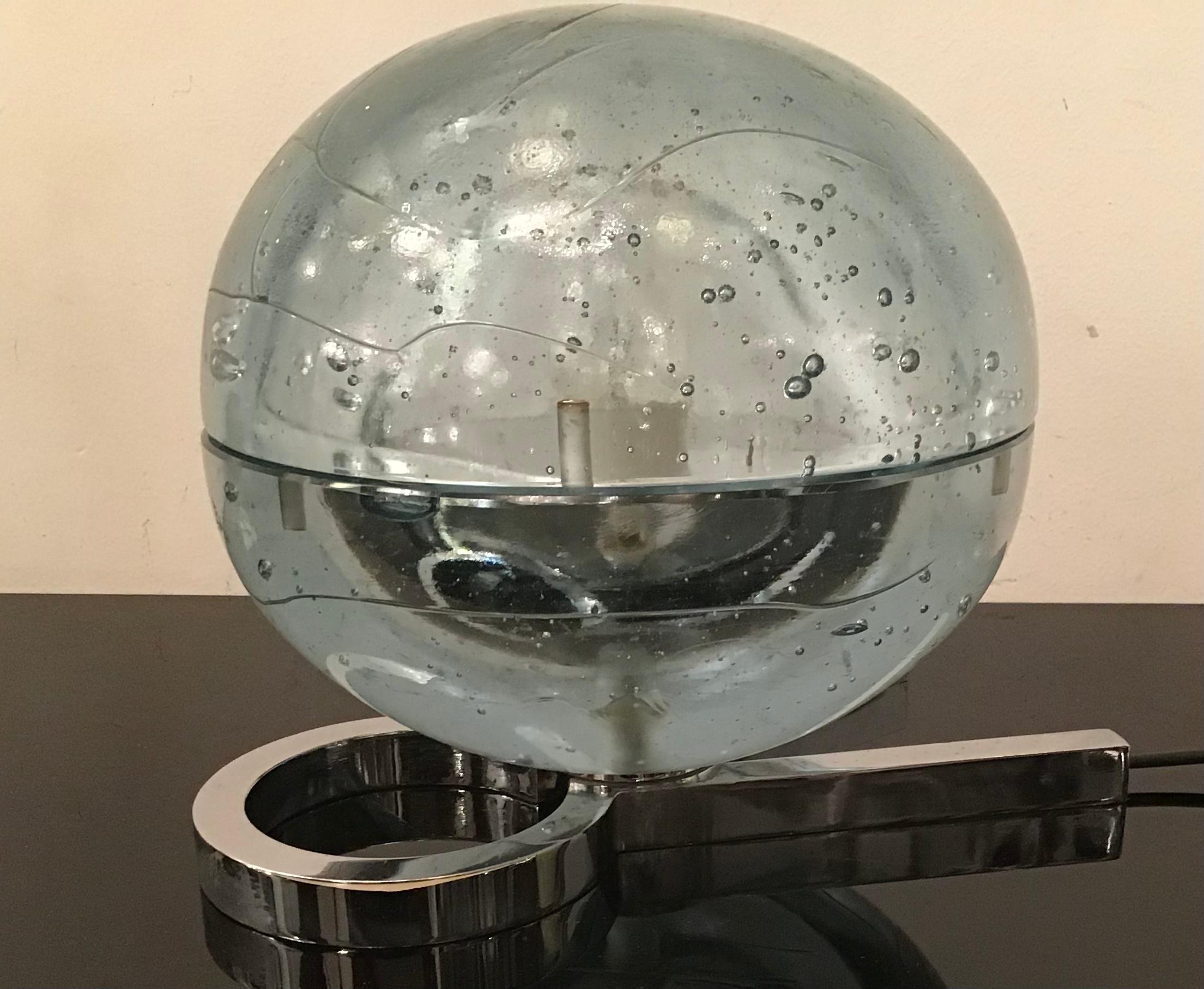 Milieu du XXe siècle Lampe de bureau Zero4 en verre de Murano métallique Crome 1965, Italie en vente