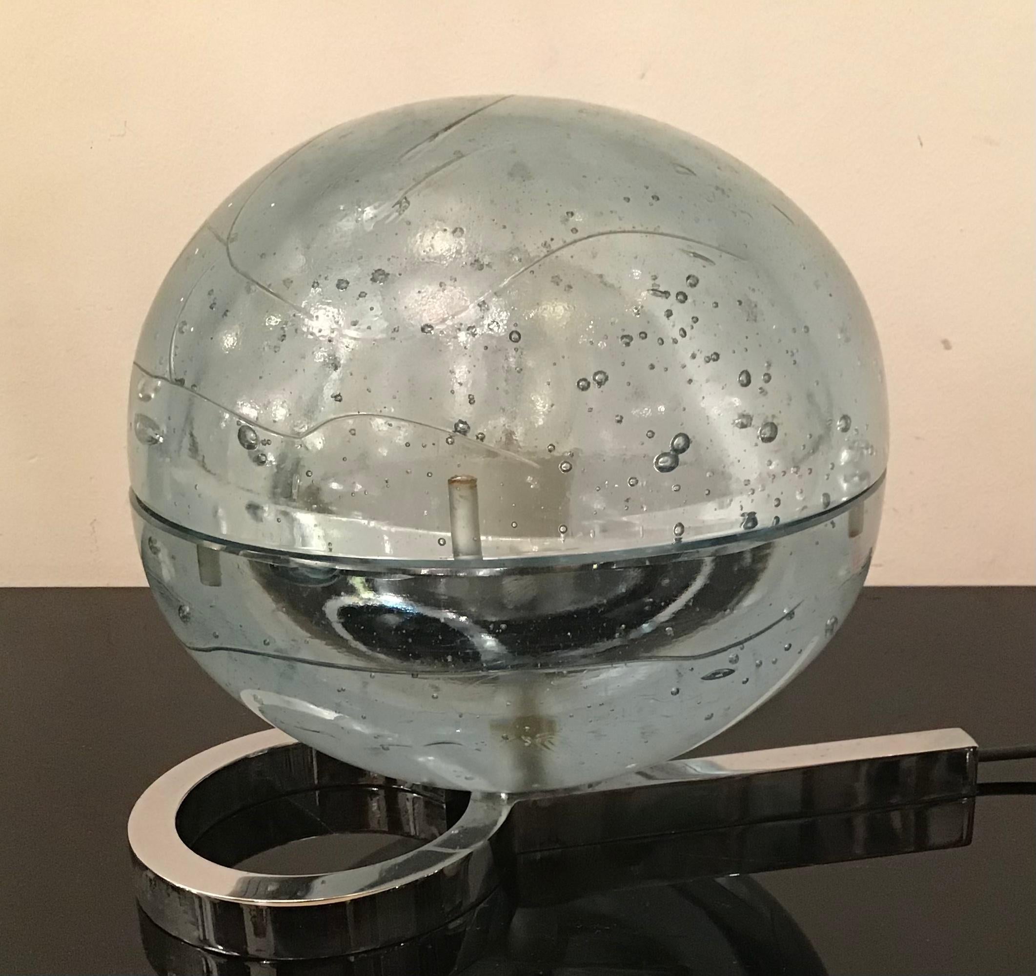 Verre de Murano Lampe de bureau Zero4 en verre de Murano métallique Crome 1965, Italie en vente
