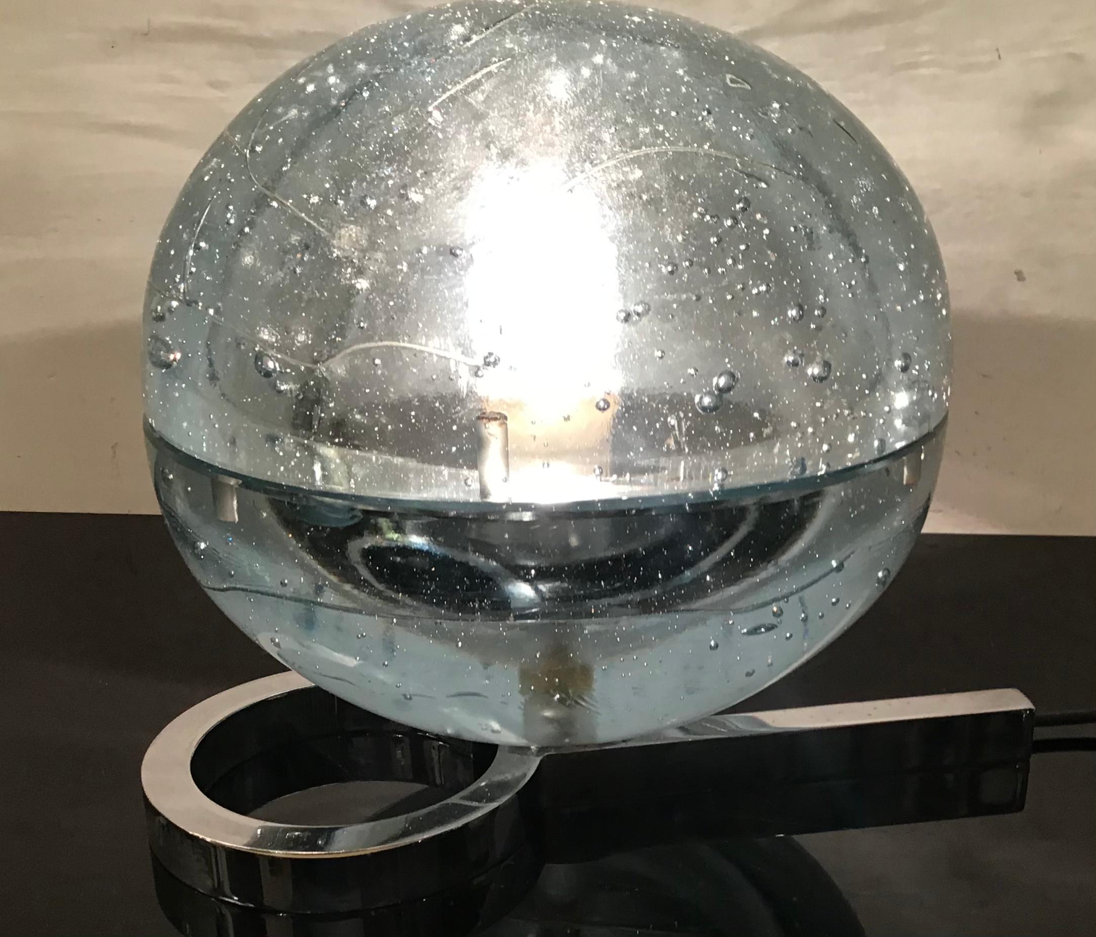 Zero4 Table Lamp Murano Glass Metal Crome 1965 Italy For Sale 2