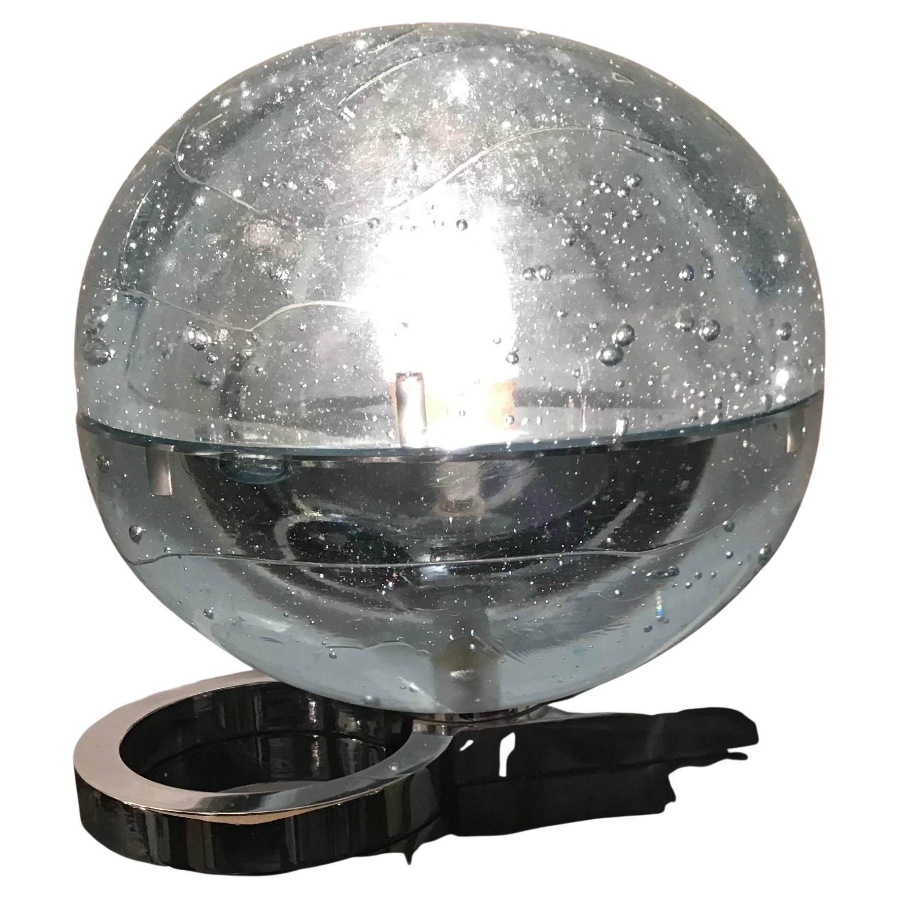 Lampe de bureau Zero4 en verre de Murano métallique Crome 1965, Italie en vente