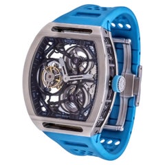 ZEROO T4 The Archer Blau Silber Stahl Full Skeleton Tourbillon Uhr NEU
