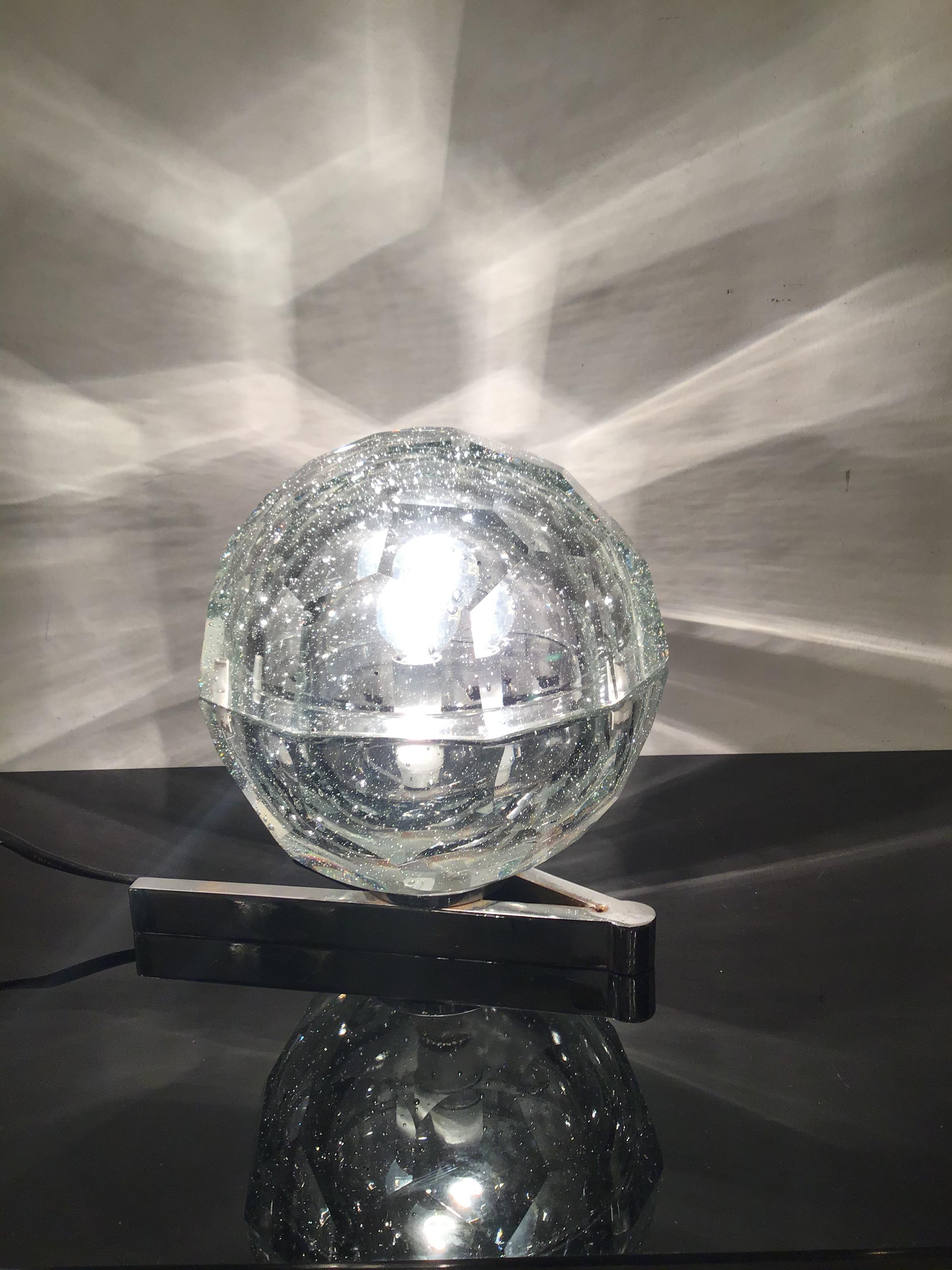 Zeroquattro Table Lamp Murano Glass Metal Crome, 1965, Italy  For Sale 5