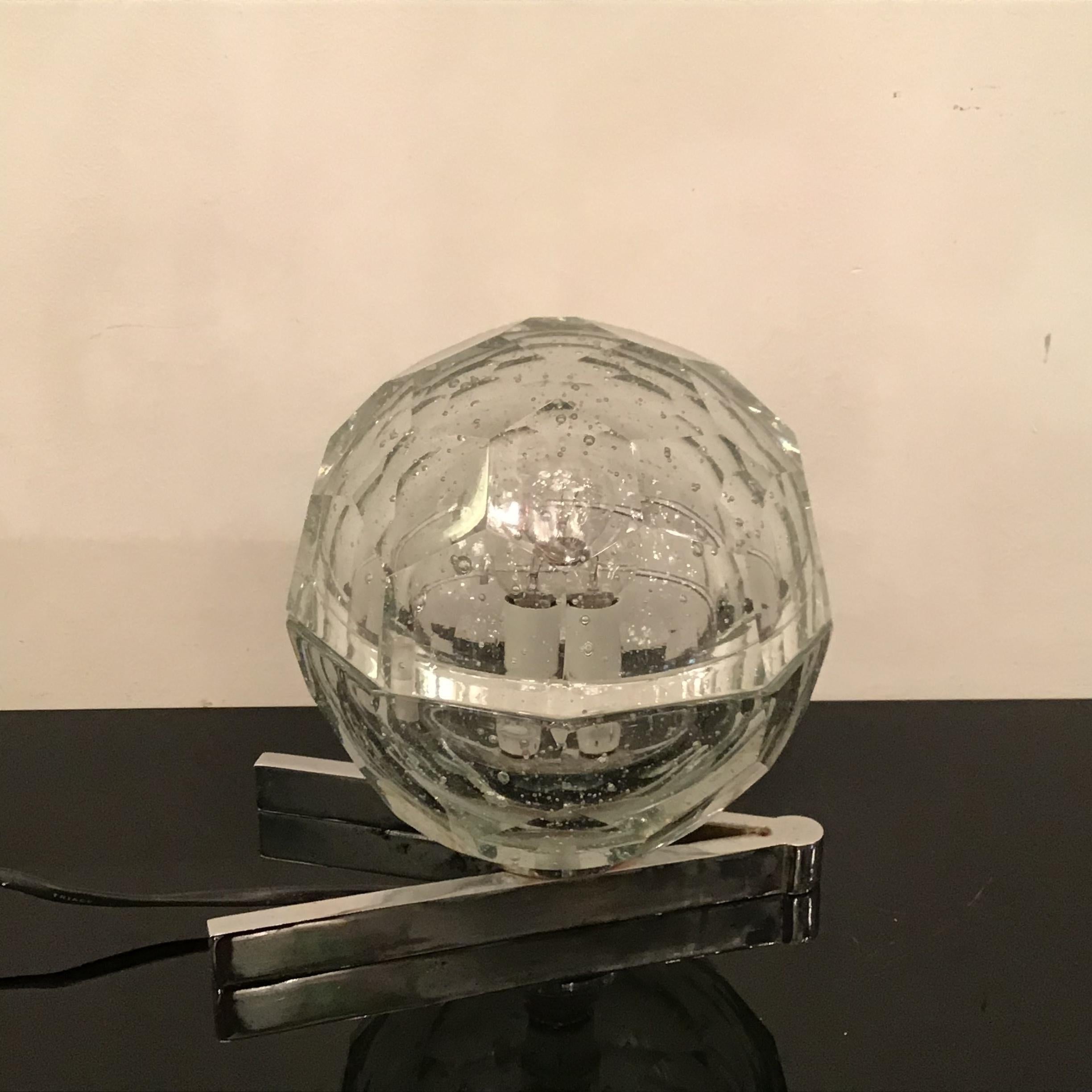 Italian Zeroquattro Table Lamp Murano Glass Metal Crome, 1965, Italy  For Sale