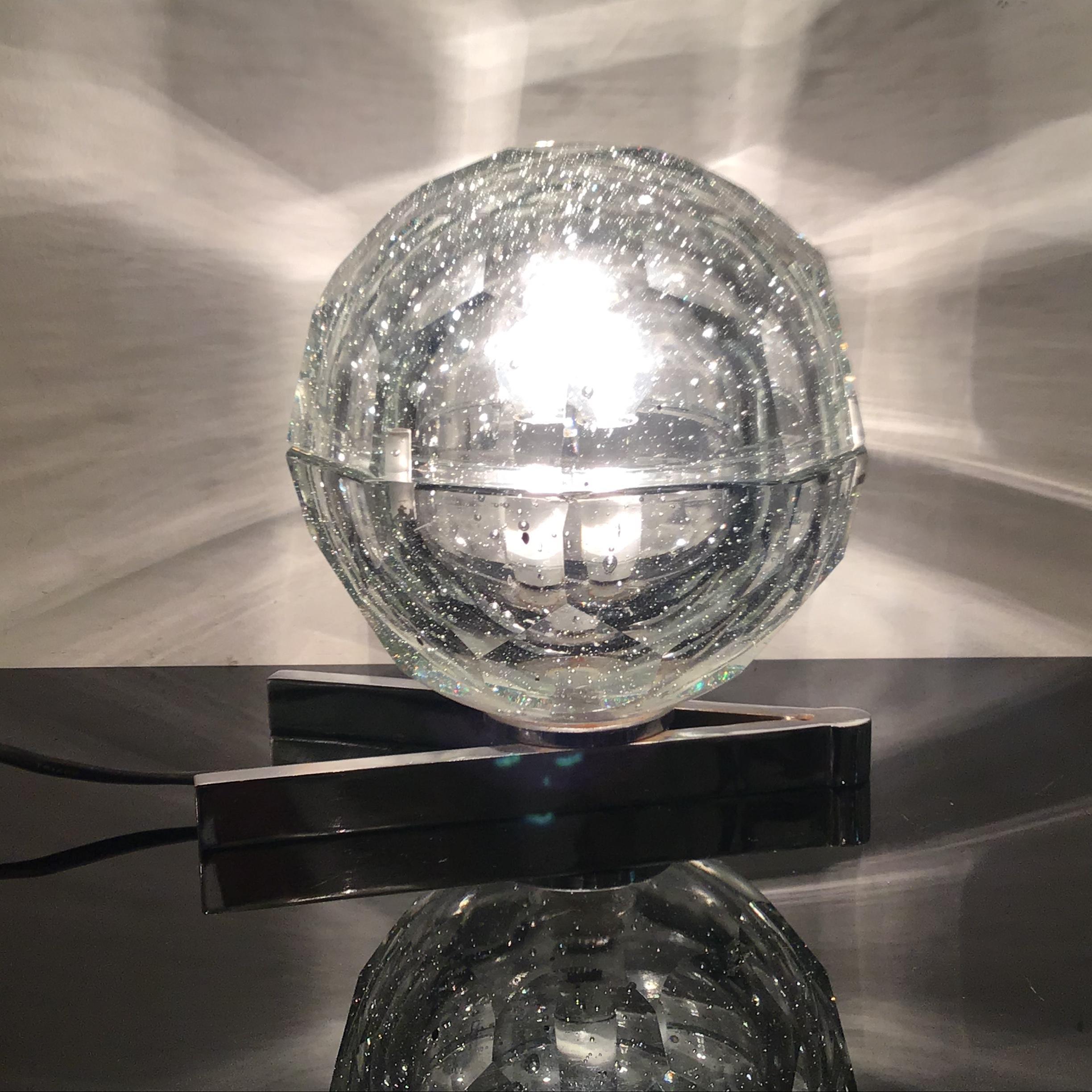 Zeroquattro Table Lamp Murano Glass Metal Crome, 1965, Italy  In Good Condition For Sale In Milano, IT