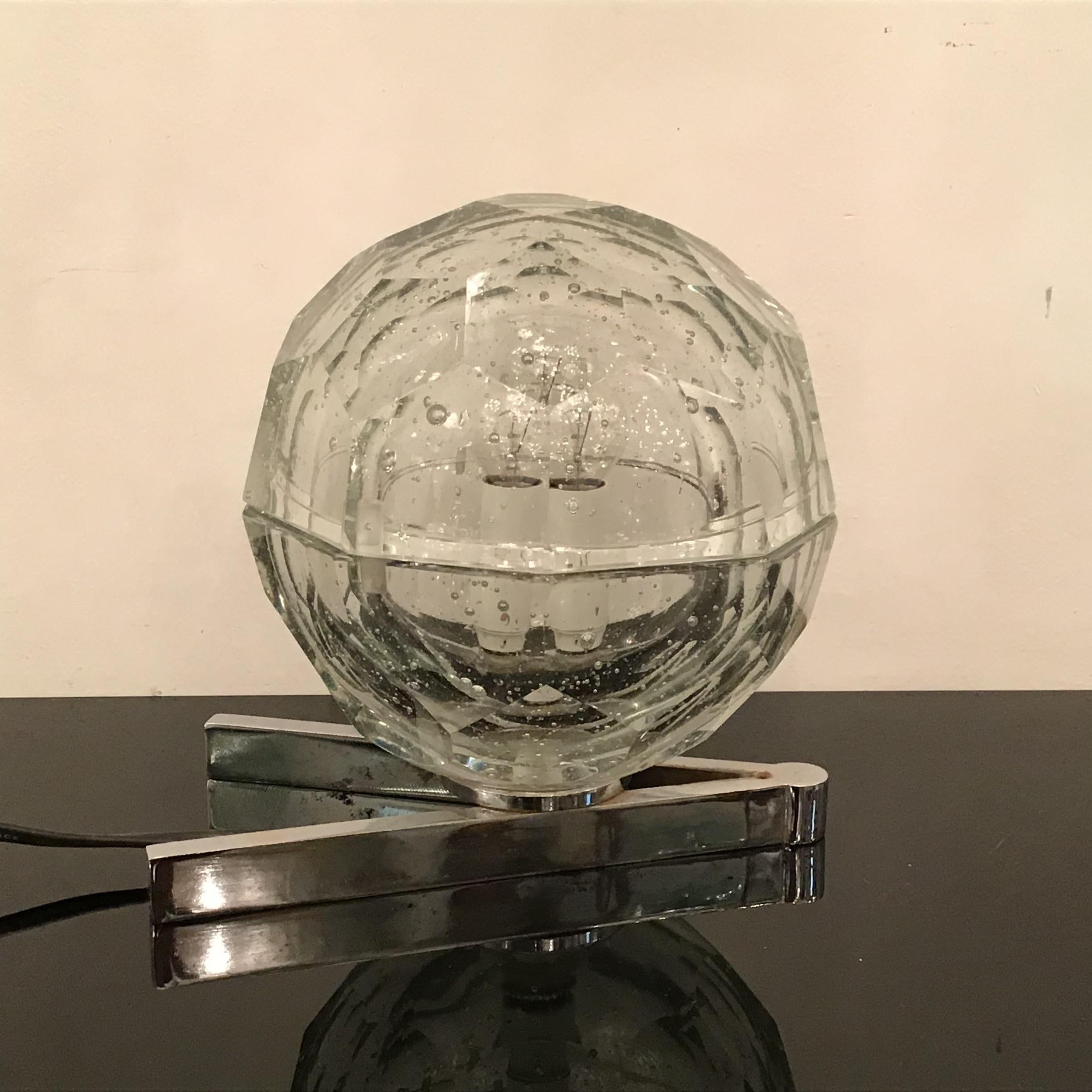 Zeroquattro Table Lamp Murano Glass Metal Crome, 1965, Italy  For Sale 1
