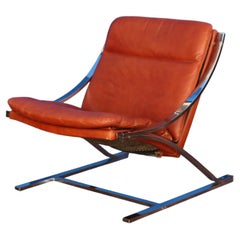 "Zeta" armchair by Paul Tuttle in cognac-colored leather