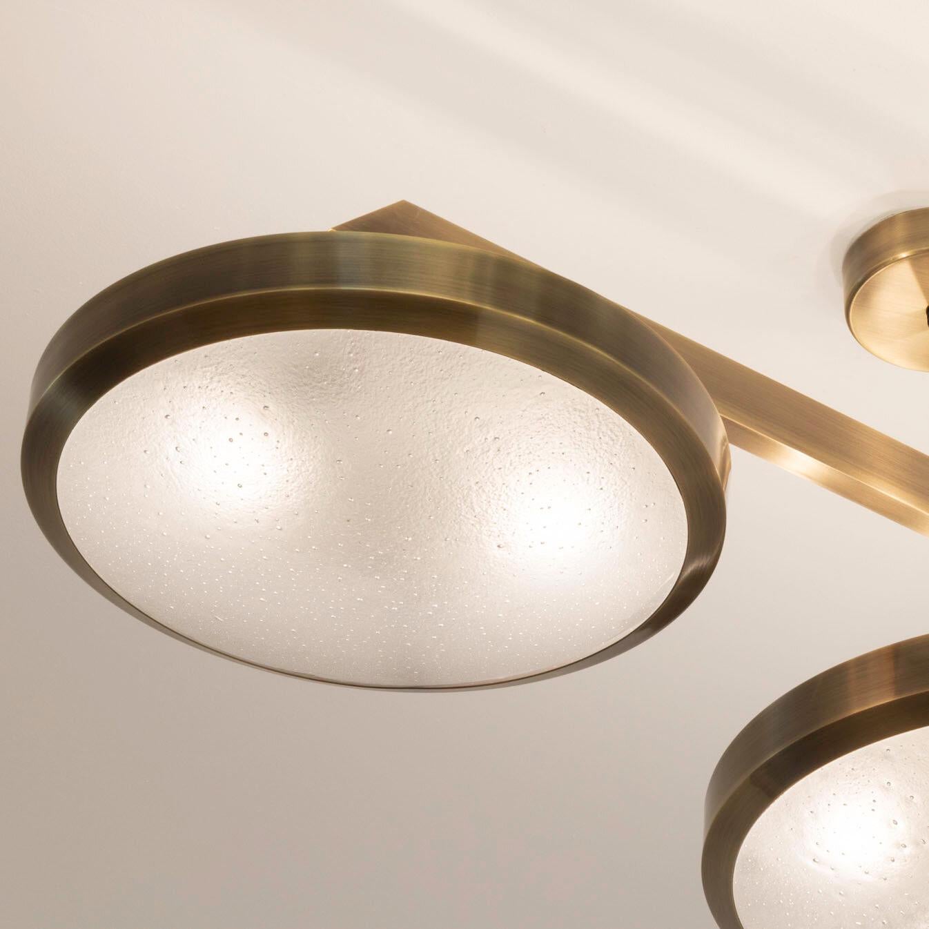 Zeta Ceiling Light by Gaspare Asaro-Satin Brass Finish For Sale 4