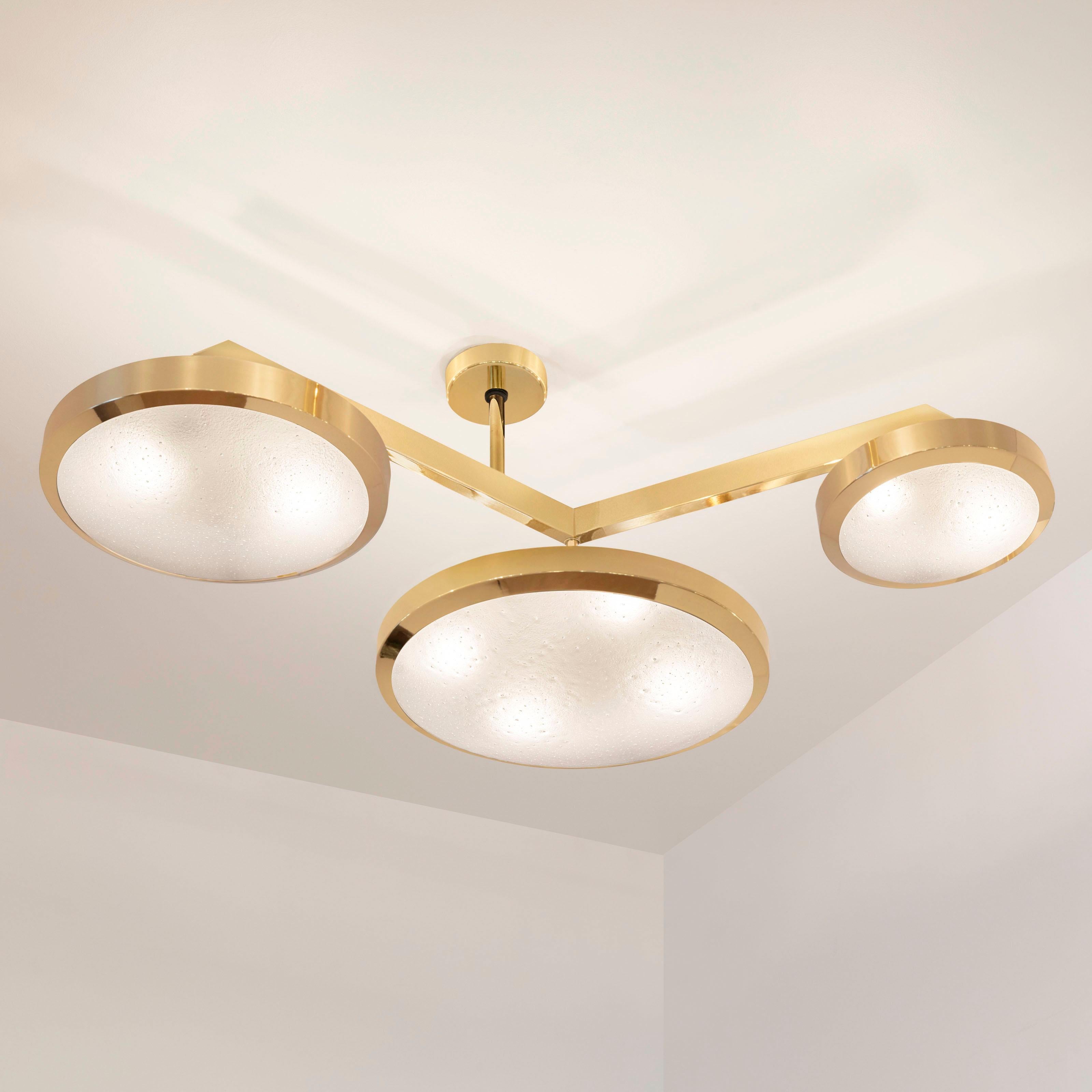 Italian Zeta Ceiling Light by Gaspare Asaro-Satin Brass Finish For Sale