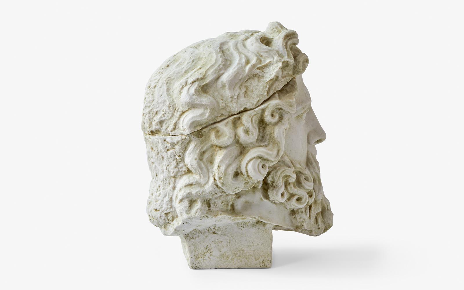 Classical Greek Zeus Bust Made with Compressed Marble Powder Statue For Sale