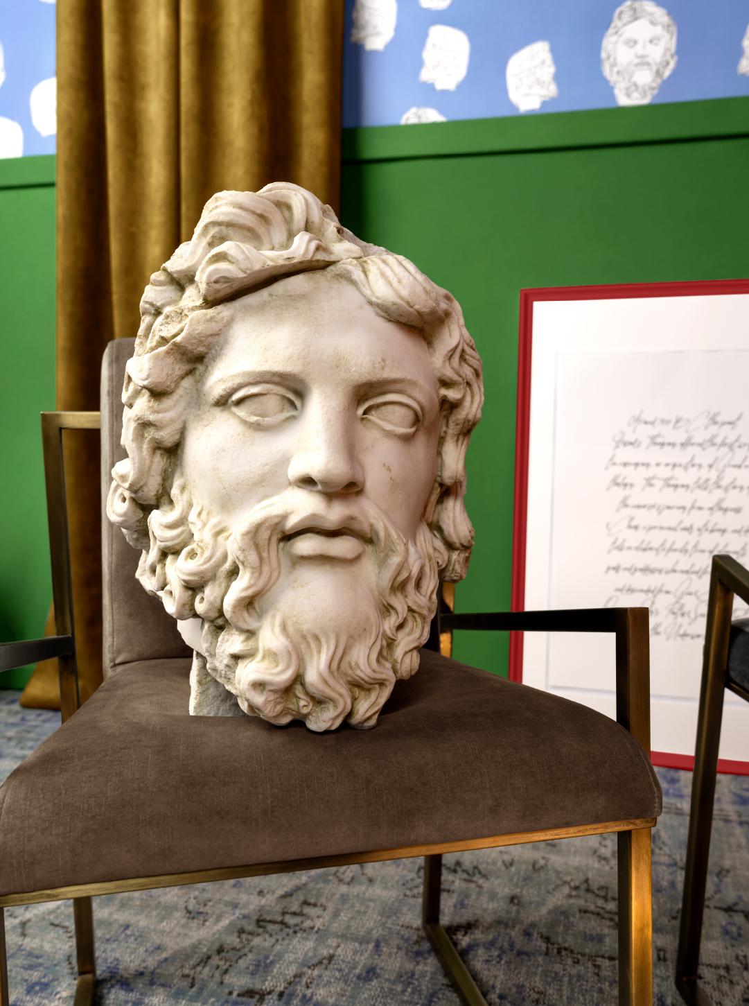 Marmo statuario Busto di Zeus realizzato con polvere di marmo compressa Statua in vendita