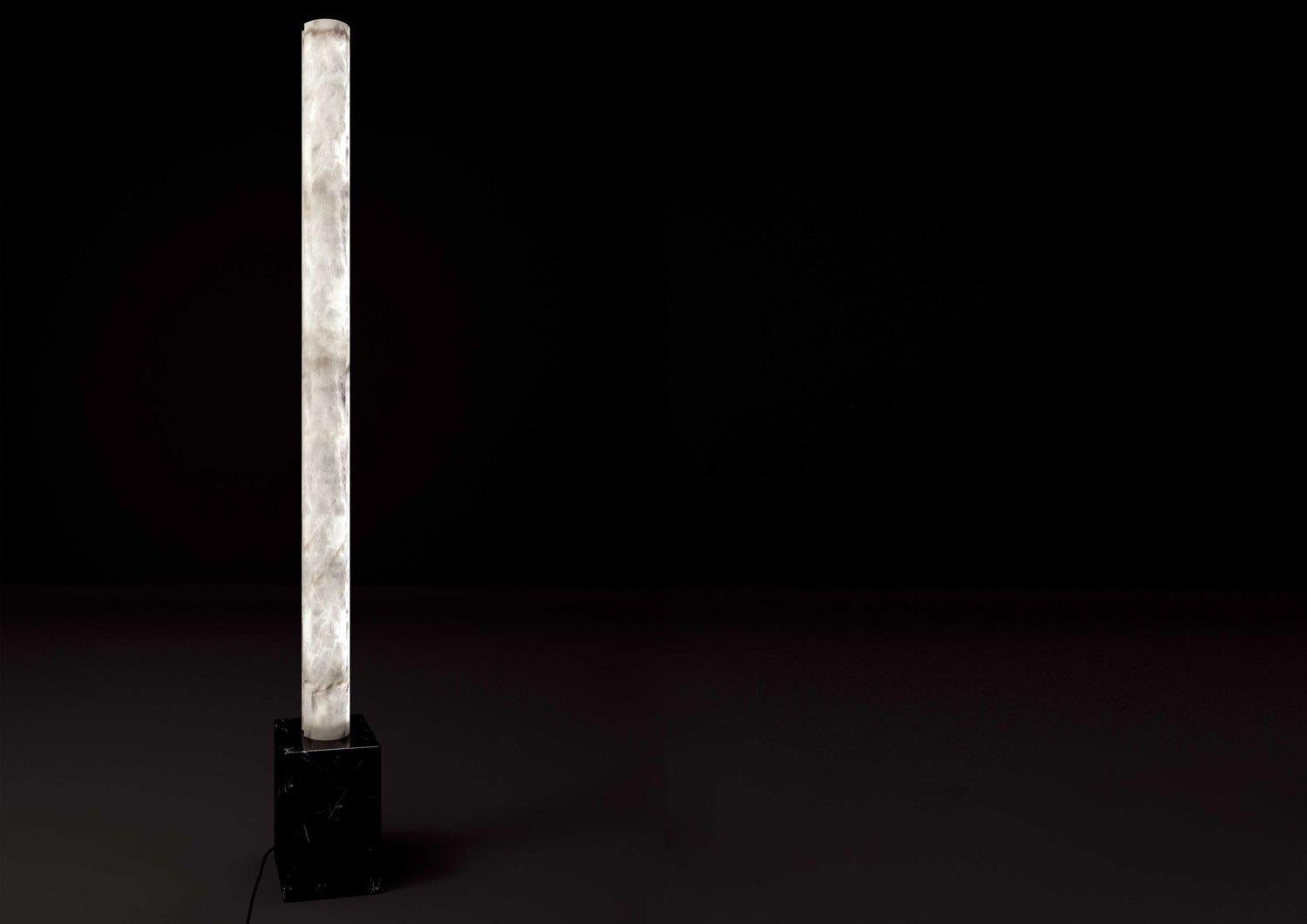 Contemporary Zeus Emperador Marble Floor Lamp by Alabastro Italiano For Sale
