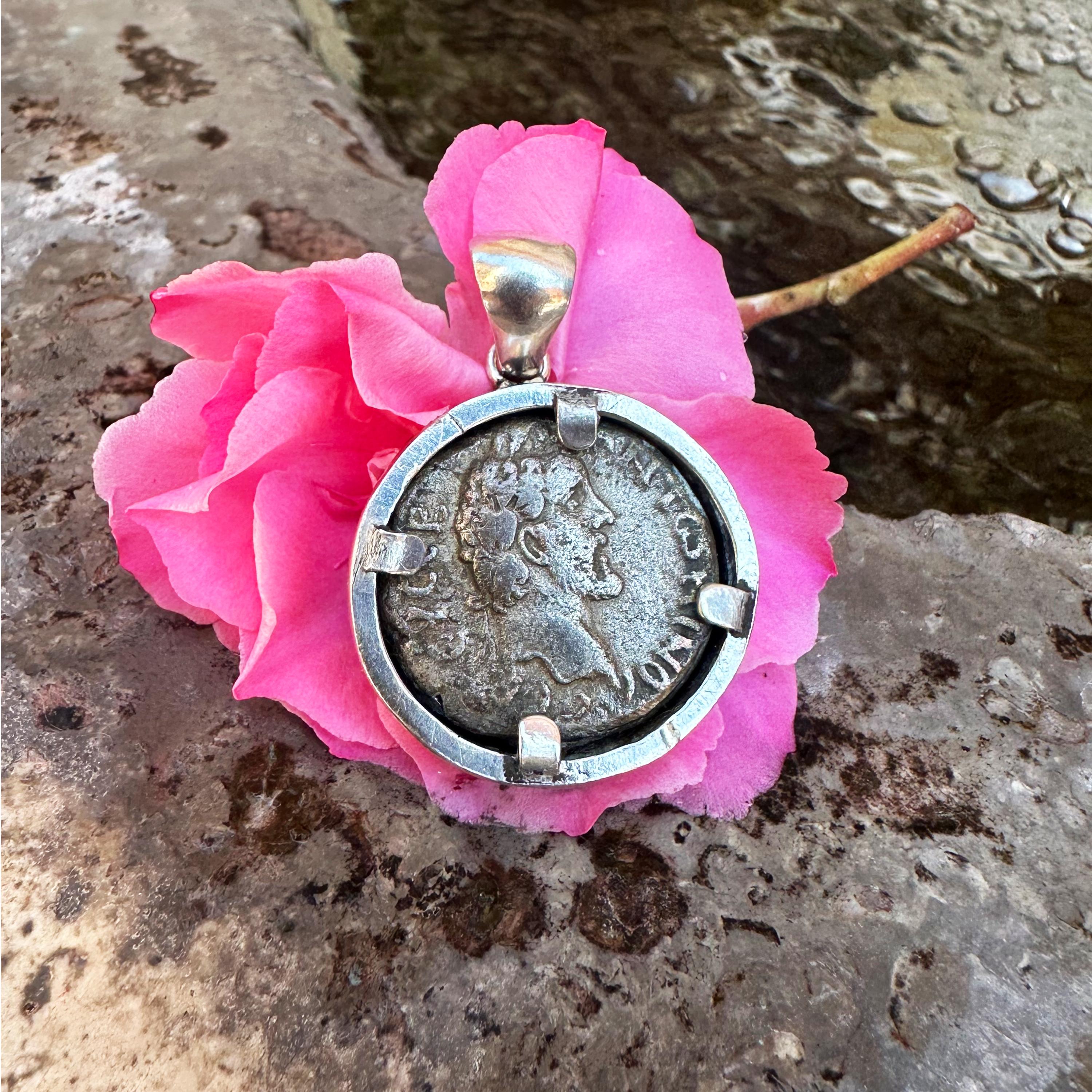 Women's or Men's ZEUS Genuine Ancient Roman Coin 2nd Cent. BC Silver Pendant For Sale