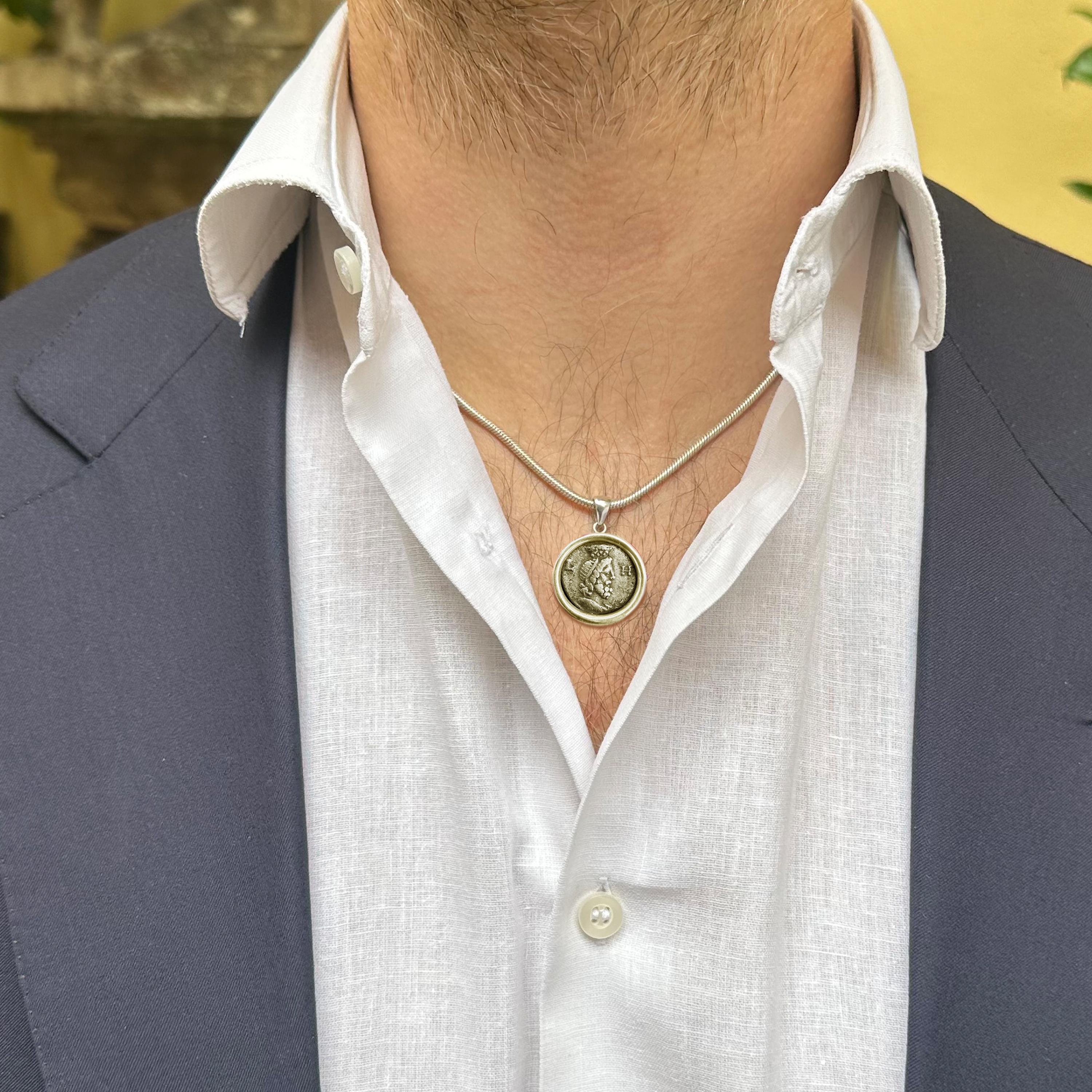 Classical Roman ZEUS Genuine Ancient Roman Coin 2nd Cent. BC Silver Pendant For Sale