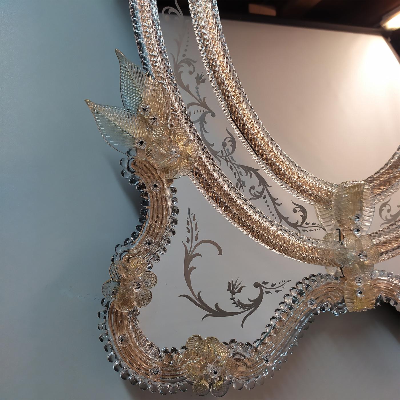 Italian Zeus Gold Murano Glass Mirror by Fratelli Tosi For Sale