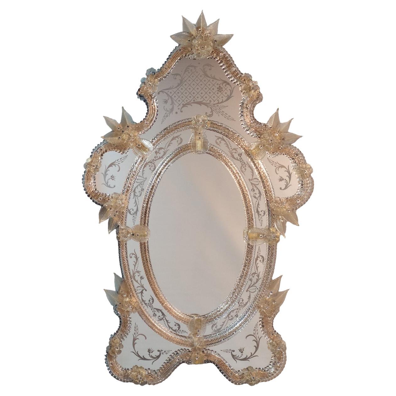 Zeus Gold Murano Glass Mirror by Fratelli Tosi