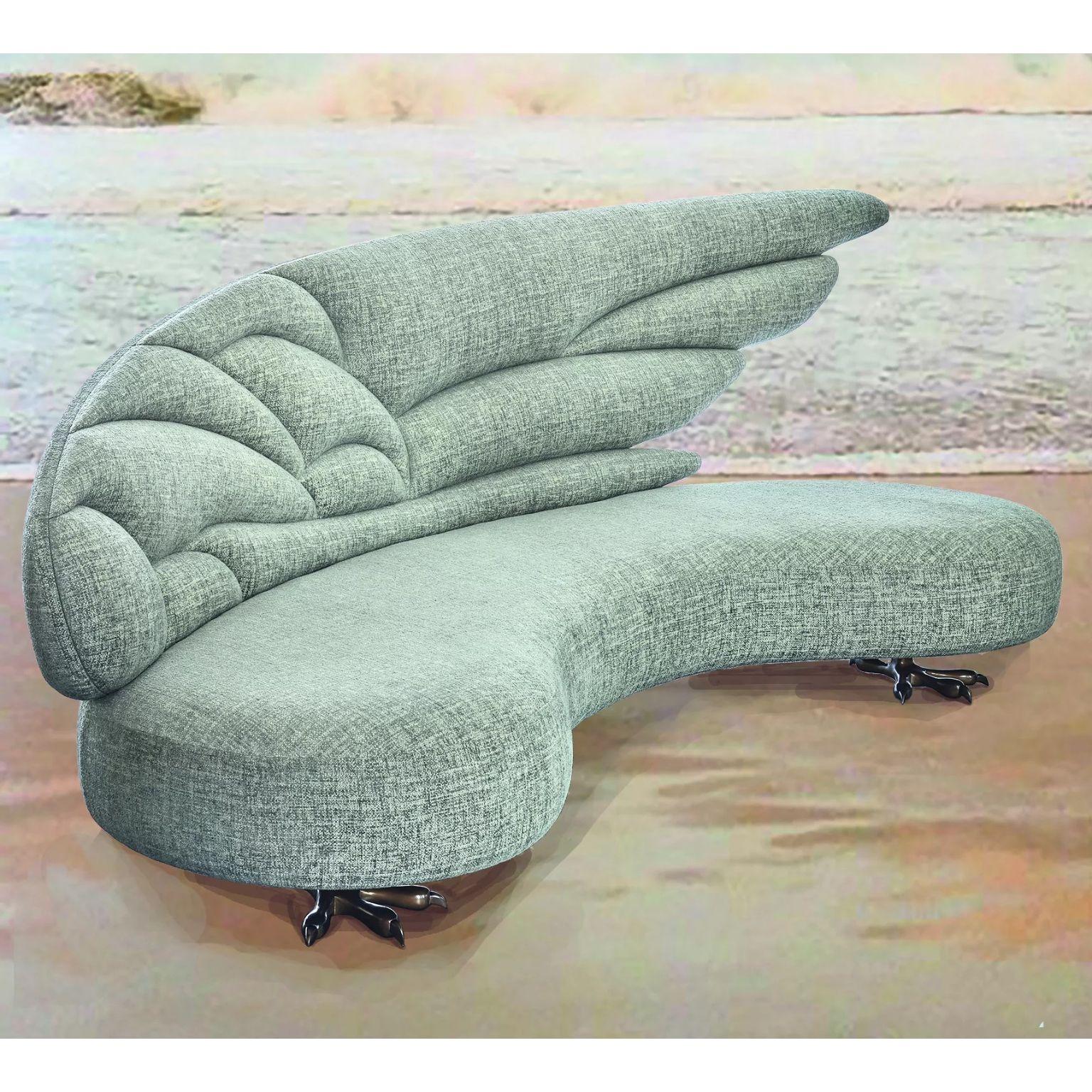 Zeus Grey Sofa by Emilie Lemardeley
Limited Edition of 8 pieces.
Dimensions: D 150 x W 280 x H 110 cm
Materials: Wood, foam and Giant fabric.

Designed as jewellery for the interior, the Lemardeley’s creations reflect French craftsmanship infused