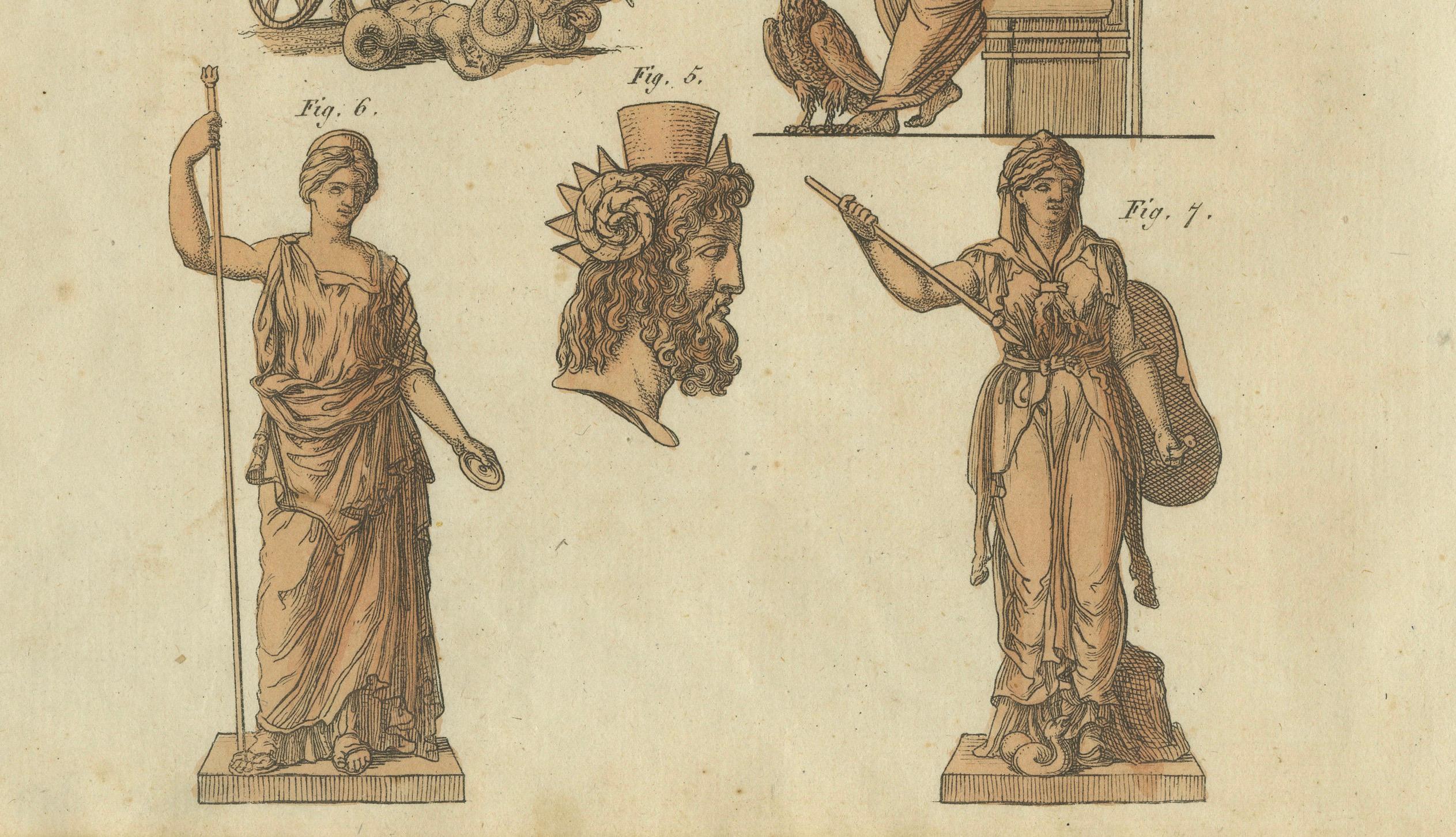 Gravé Zeus (Jupiter) Gravure de Bertuch - Mythologie classique, 1805 en vente