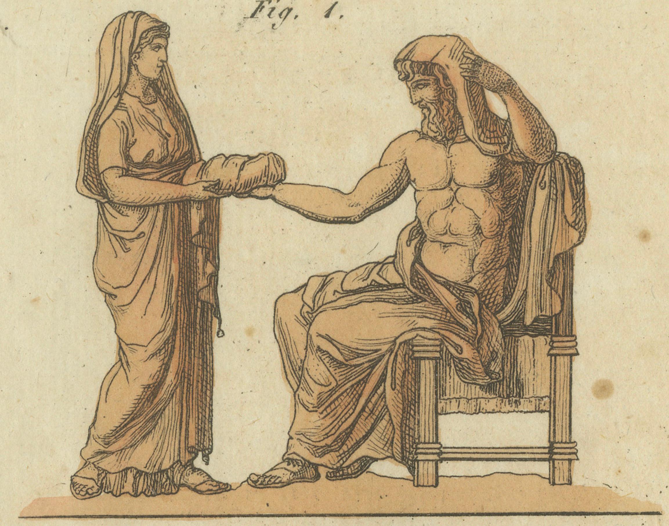 Début du XIXe siècle Zeus (Jupiter) Gravure de Bertuch - Mythologie classique, 1805 en vente
