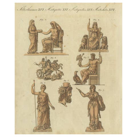 Zeus (Jupiter) Engraving from Bertuch – Classical Mythology Print, 1805