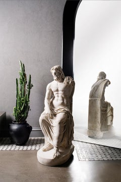 Zeus Figurative Indoor Outdoor Sculpture Made with Compressed Marble Powder