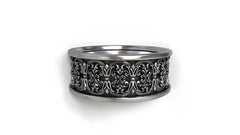 Zeus Mascaron Sculptural Band Ring – Baroque Wedding Band, Silver 935