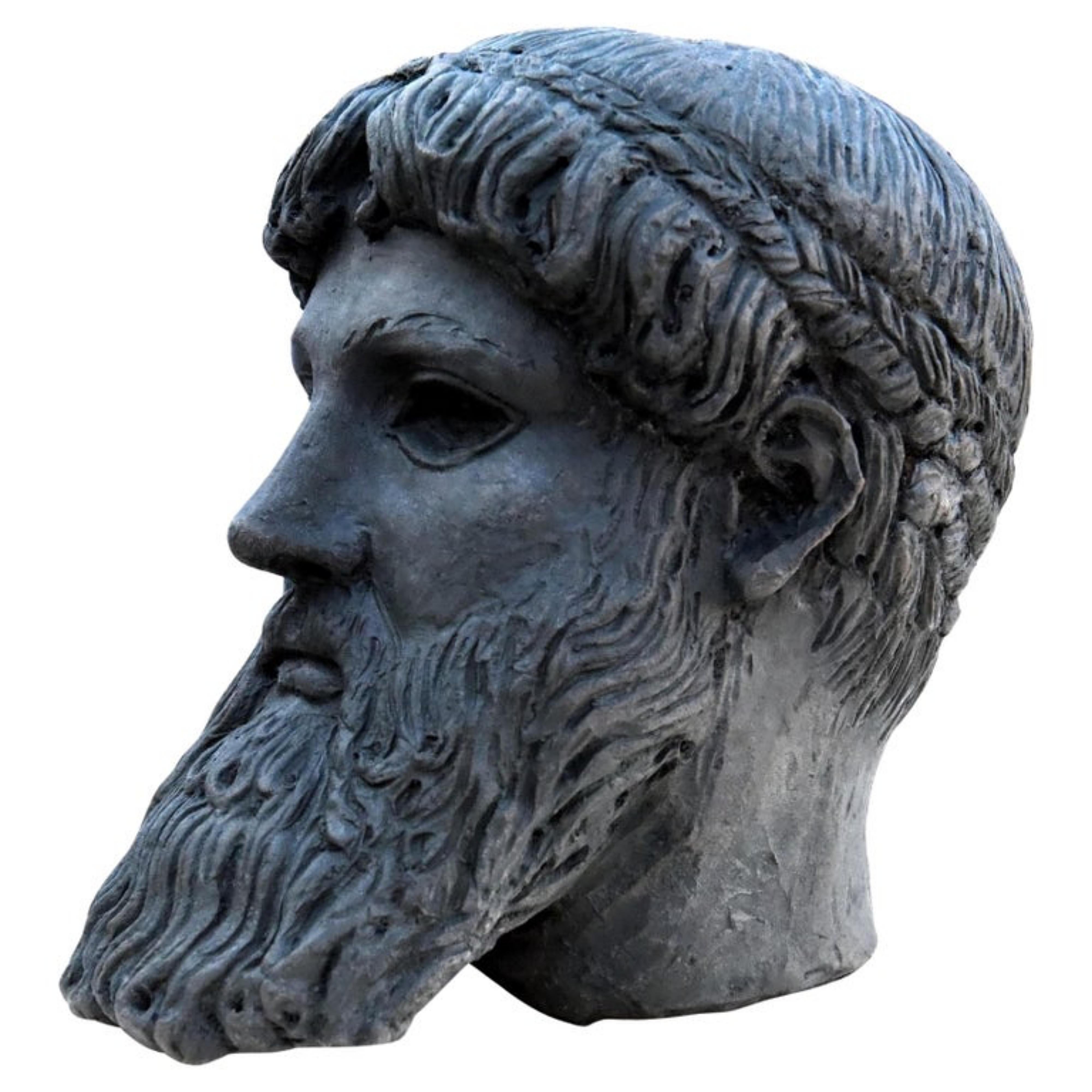 Baroque Zeus of Cape Artemision, Terracotta Head, Chronis 20th Century For Sale