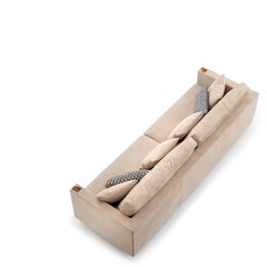 Divano Zeus in pelle Nabuk con braccioli in Corno Italiano, Mod. 6085L