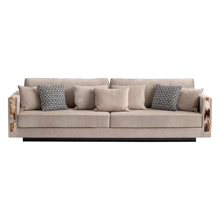 Zeus Sofa in Nabuk Leather with Armrests in Corno Italiano, Mod. 6085L For  Sale at 1stDibs | corno sofa, mod corno, zeus italiano