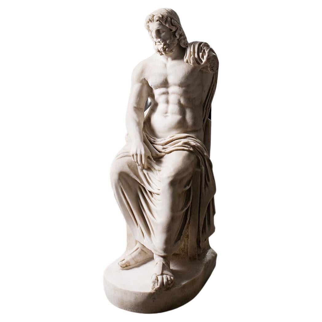 Statue de Zeus 41" Museum Replica Made with Compressed Marble Powder (Réplique de musée en poudre de marbre compressée)