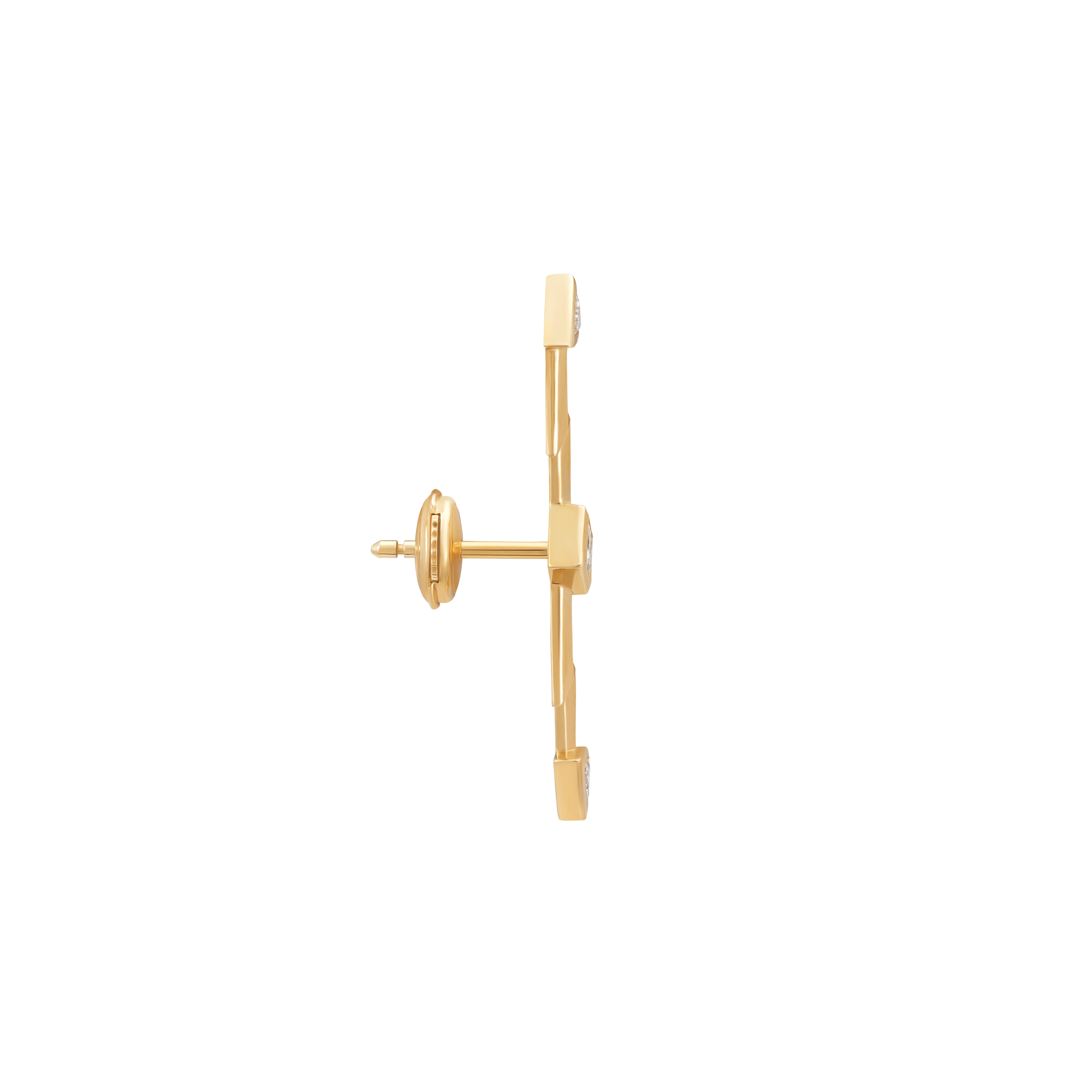 Taglio trillion Zeus’ Thunderbolt Earring, 18-carat yellow gold and diamonds in vendita