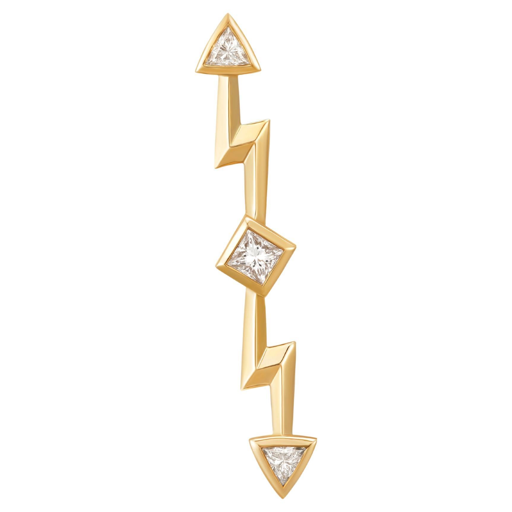 Zeus’ Thunderbolt Earring, 18-carat yellow gold and diamonds in vendita