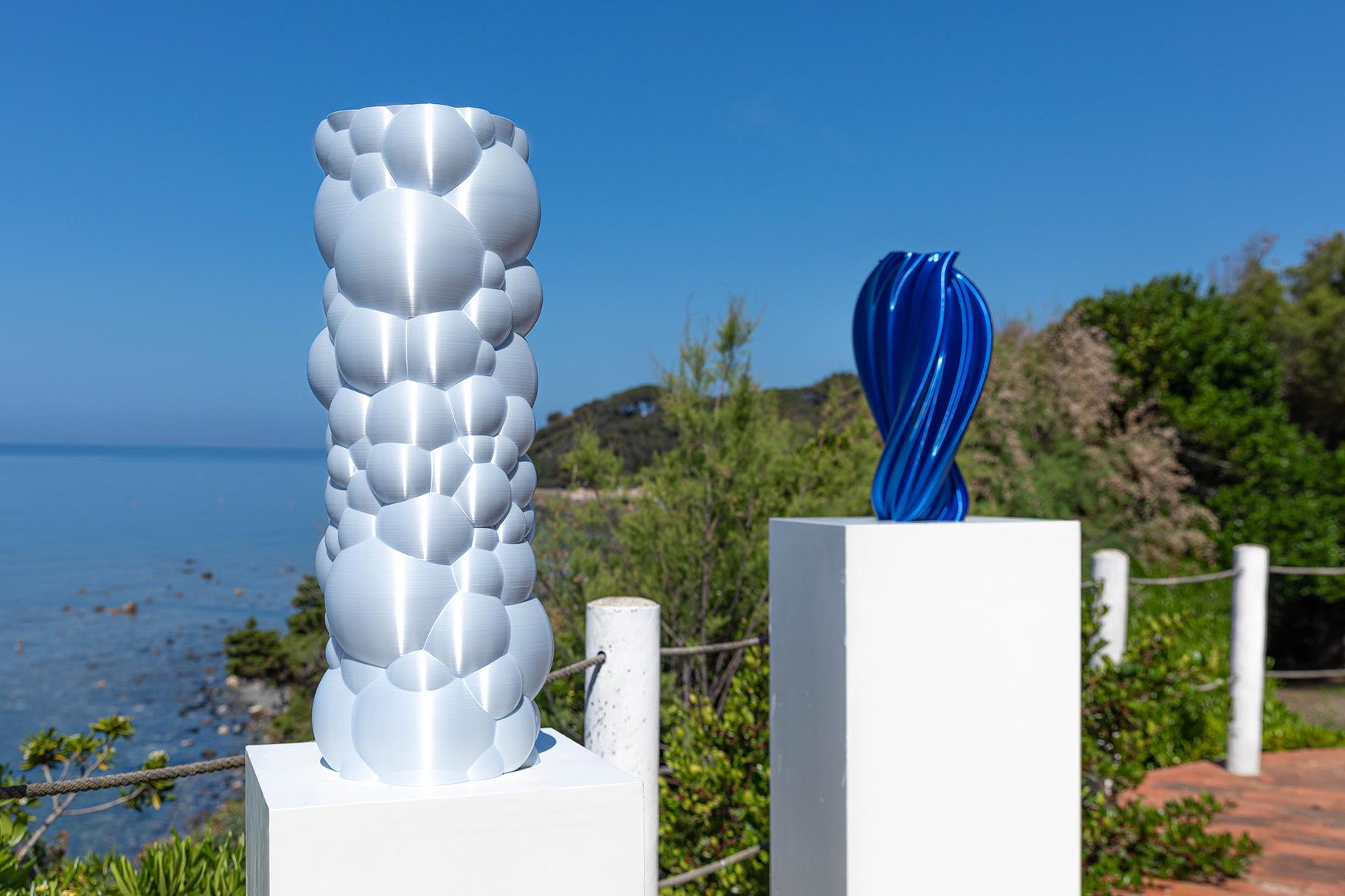 Plastic Zeus, White Contemporary Sustainable Vase-Sculpture