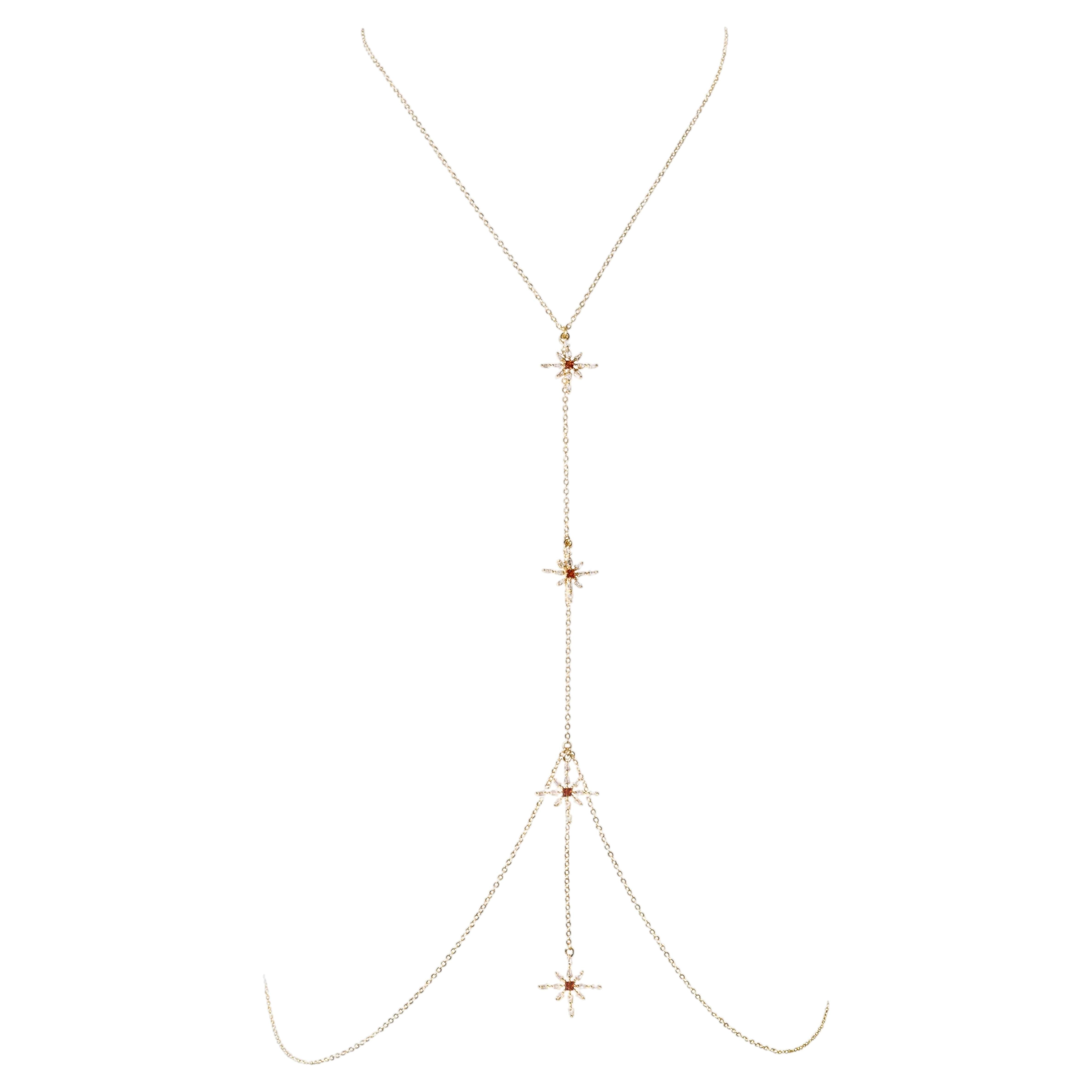 Zeva Starburst Chaîne de corps en or 14K avec pendentifs en cristal