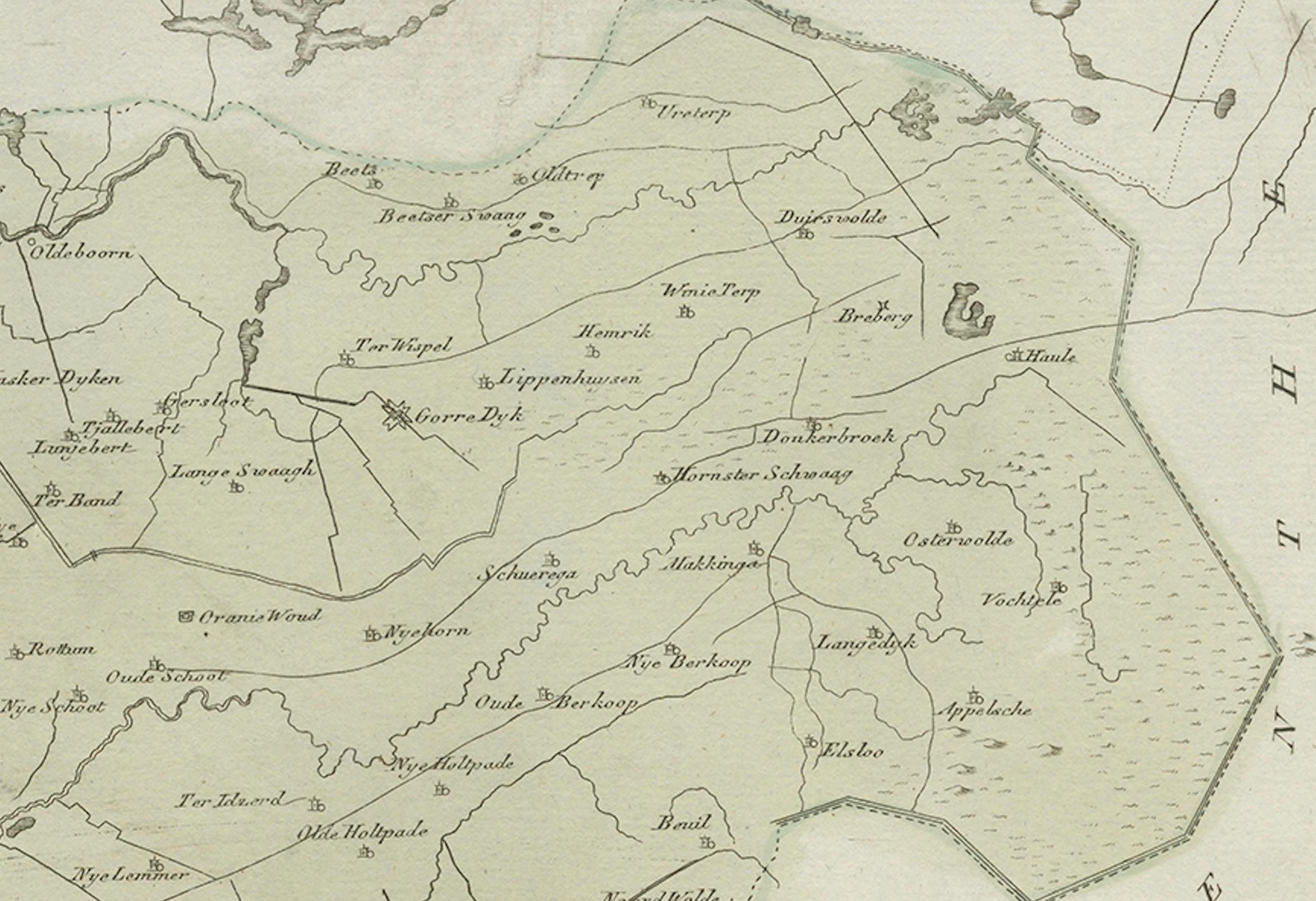 Autrichien Zevenwolden, Friesland - carte ancienne de von Reilly, 1791 en vente
