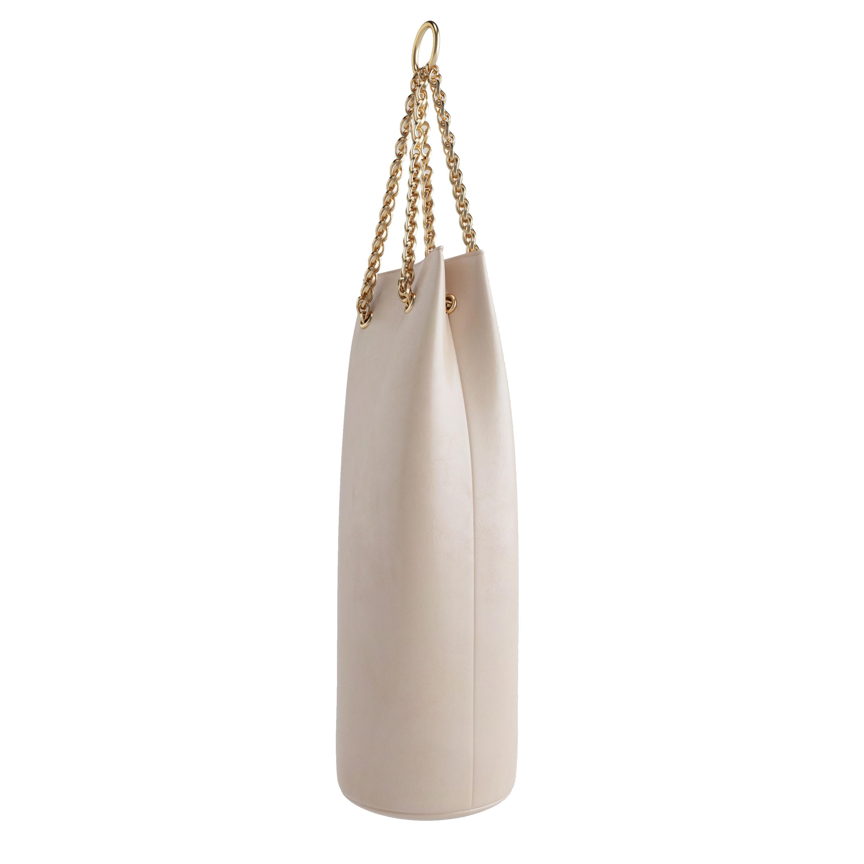 Zeville Beige Handcrafted Leather "Punching Bag" For Sale at 1stDibs