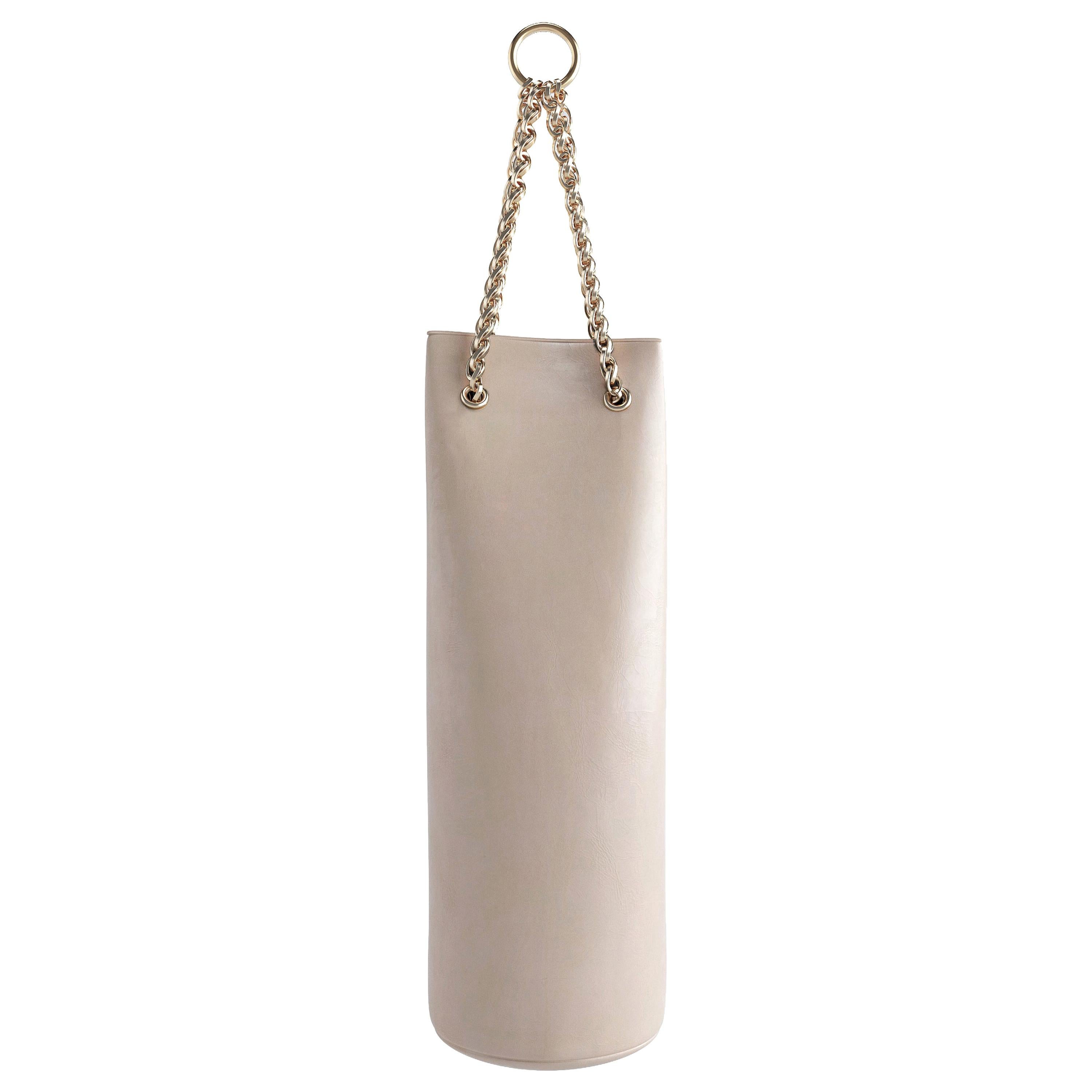 Zeville Beige Handcrafted Leather "Punching Bag" For Sale