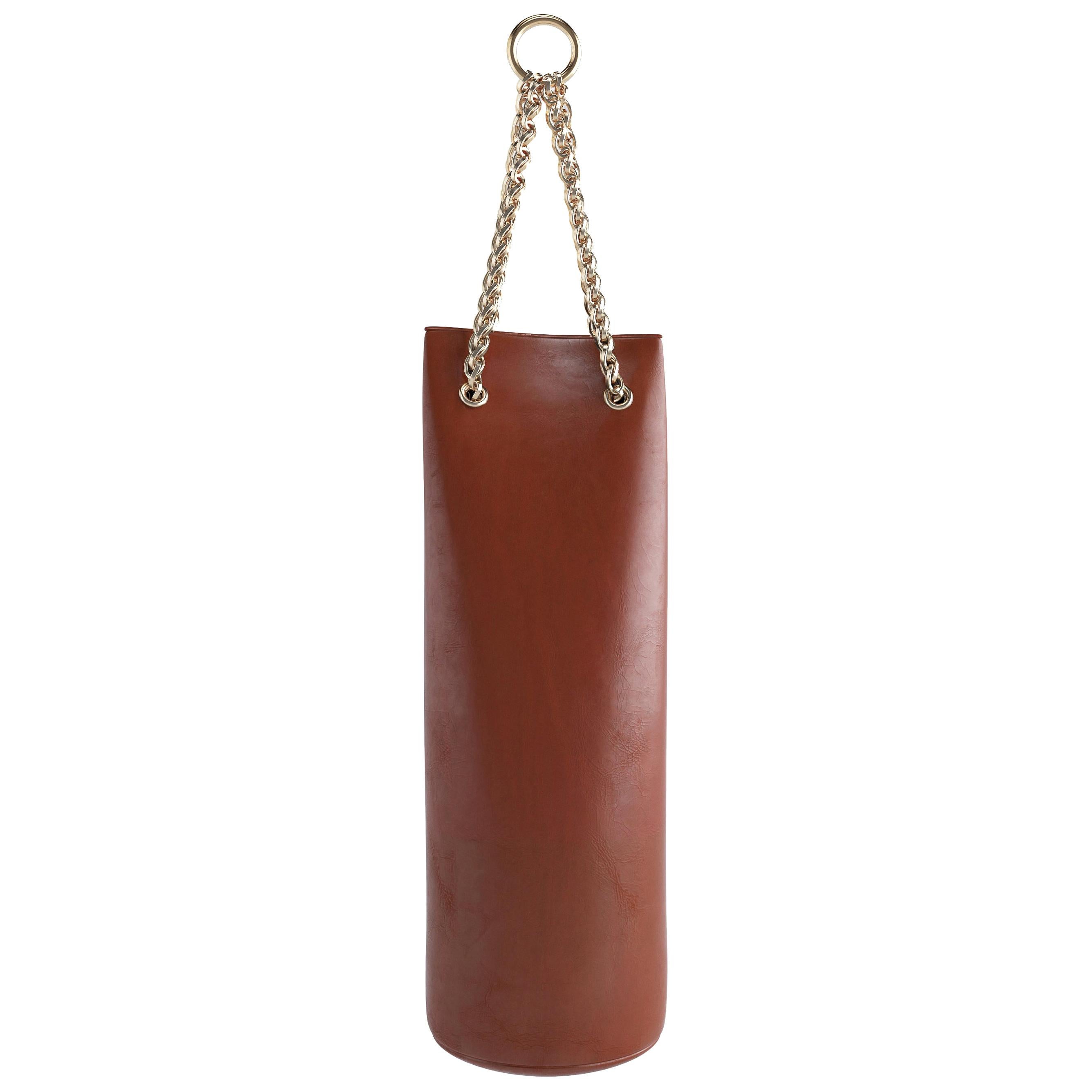 Zeville Brown Handcrafted Leather "Punching Bag" For Sale