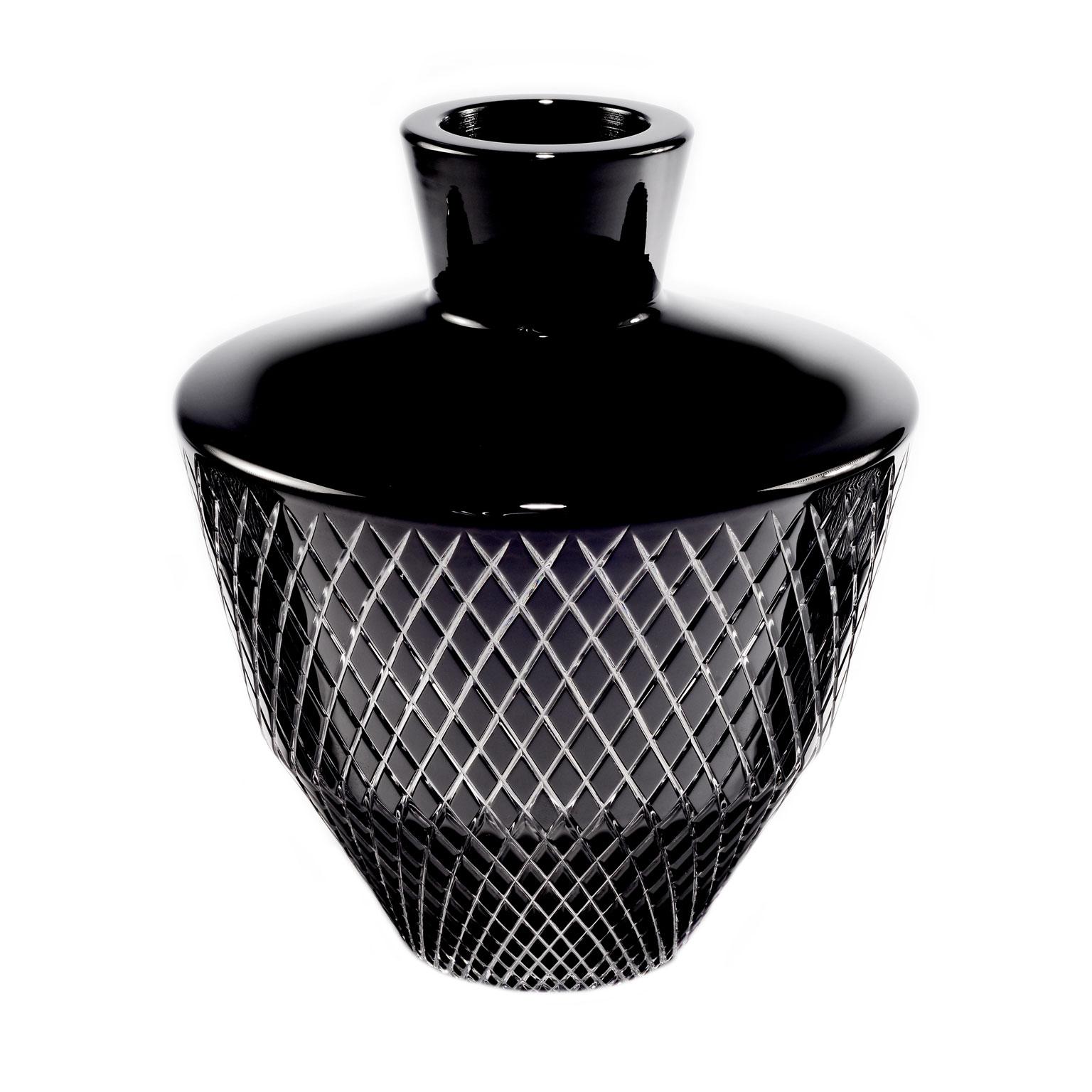 Handgefertigter schwarzer Kristall-Whiskey-Dekanter und Stopper von Zeville „Elyon“ (Moderne) im Angebot