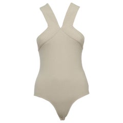 Zeynep Arcay Beige Stretch Knit Bodysuit S