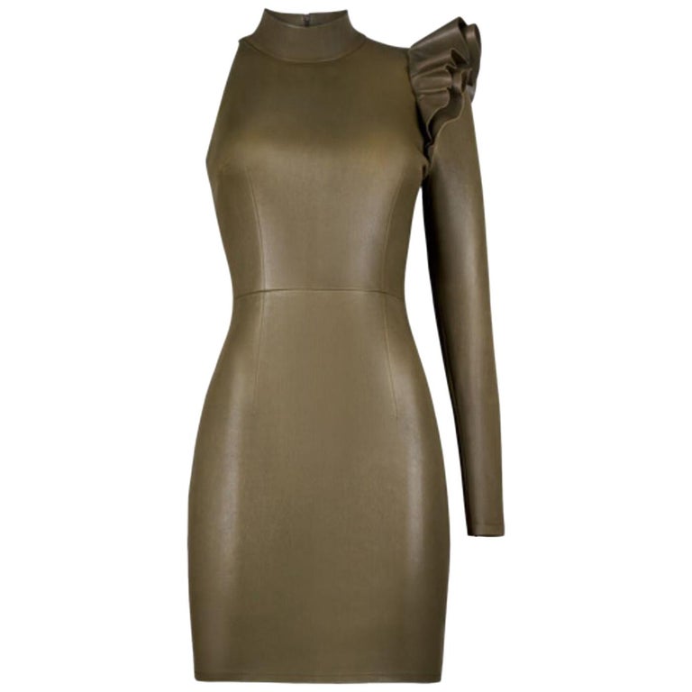 Zeynep Arcay One-Shoulder Stretch-Leather Dress For Sale at 1stdibs