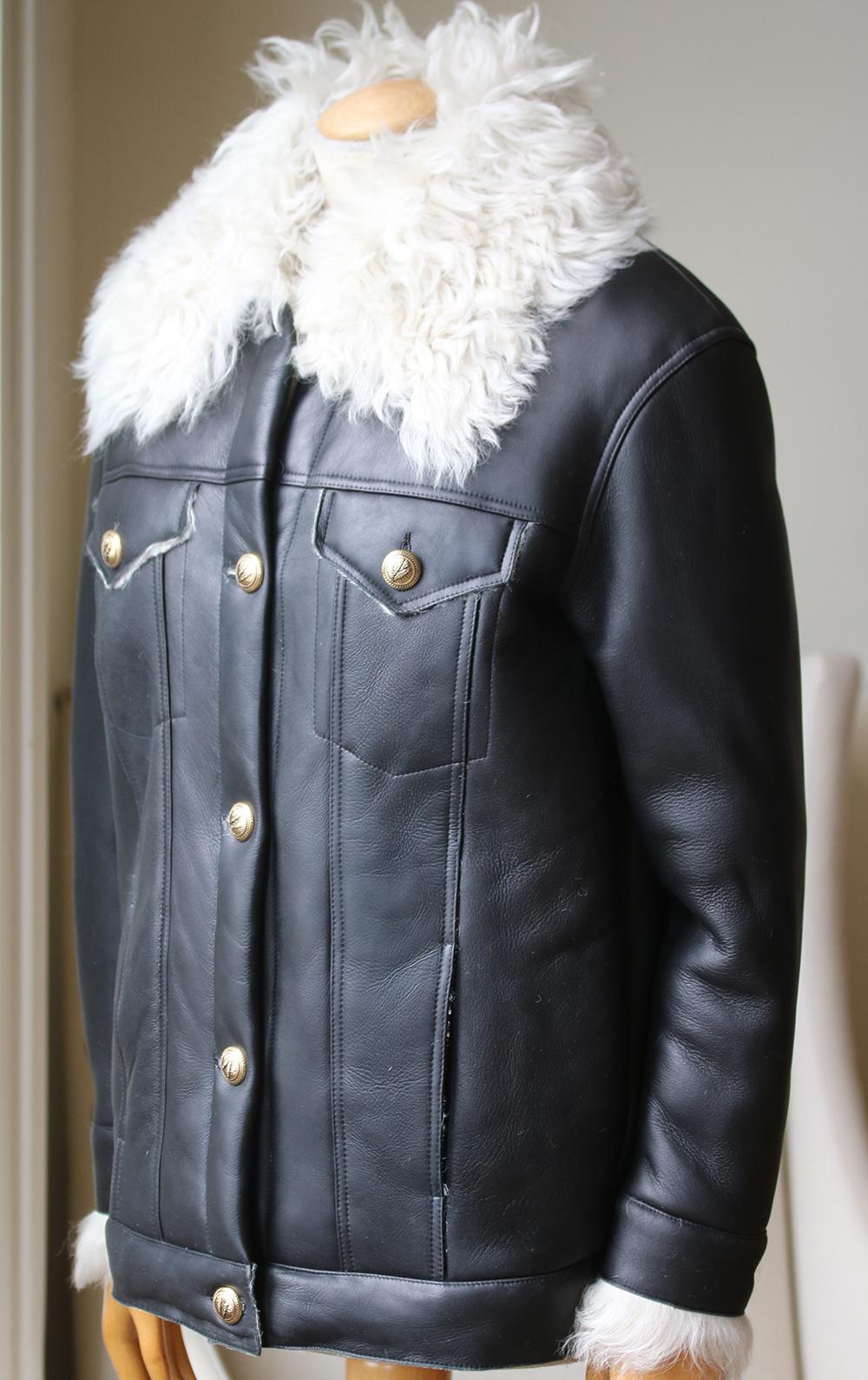 Zeynep Arcay Oversized Shearling Leather Jacket (Schwarz)