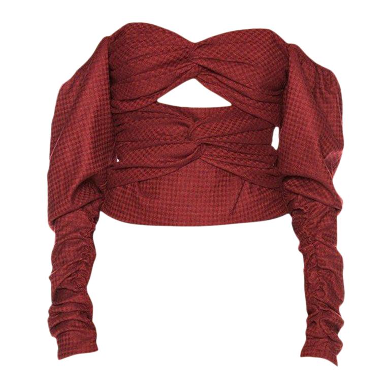 Zeynep Arcay Red Plaid Wool Bodysuit US 0-2