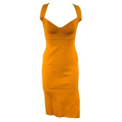 ZEYNEP ARCAY Talla 4 Vestido de cóctel de viscosa elástica mostaza con abertura lateral