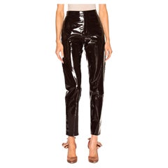 Zeynep Arcay high waisted plum patent leather pants tapered trousers XS