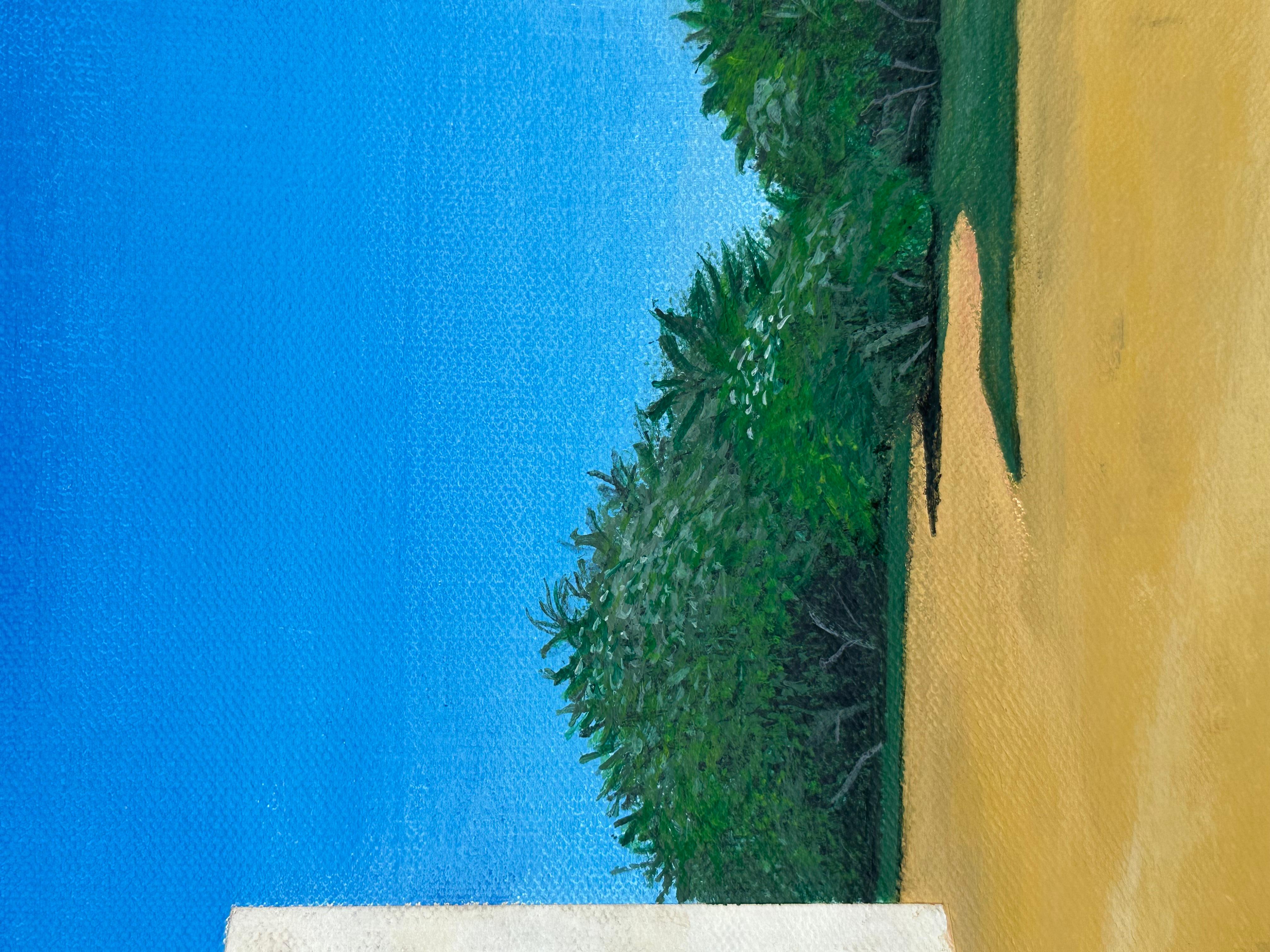 <p>Commentaires de l'artiste<br>Reprenant le projet de l'architecte portugais Alvaro Siza, une chapelle se dresse comme un bloc solide aux lignes épurées dans un paysage pittoresque. Le ciel méditerranéen d'un bleu profond se divise en grilles