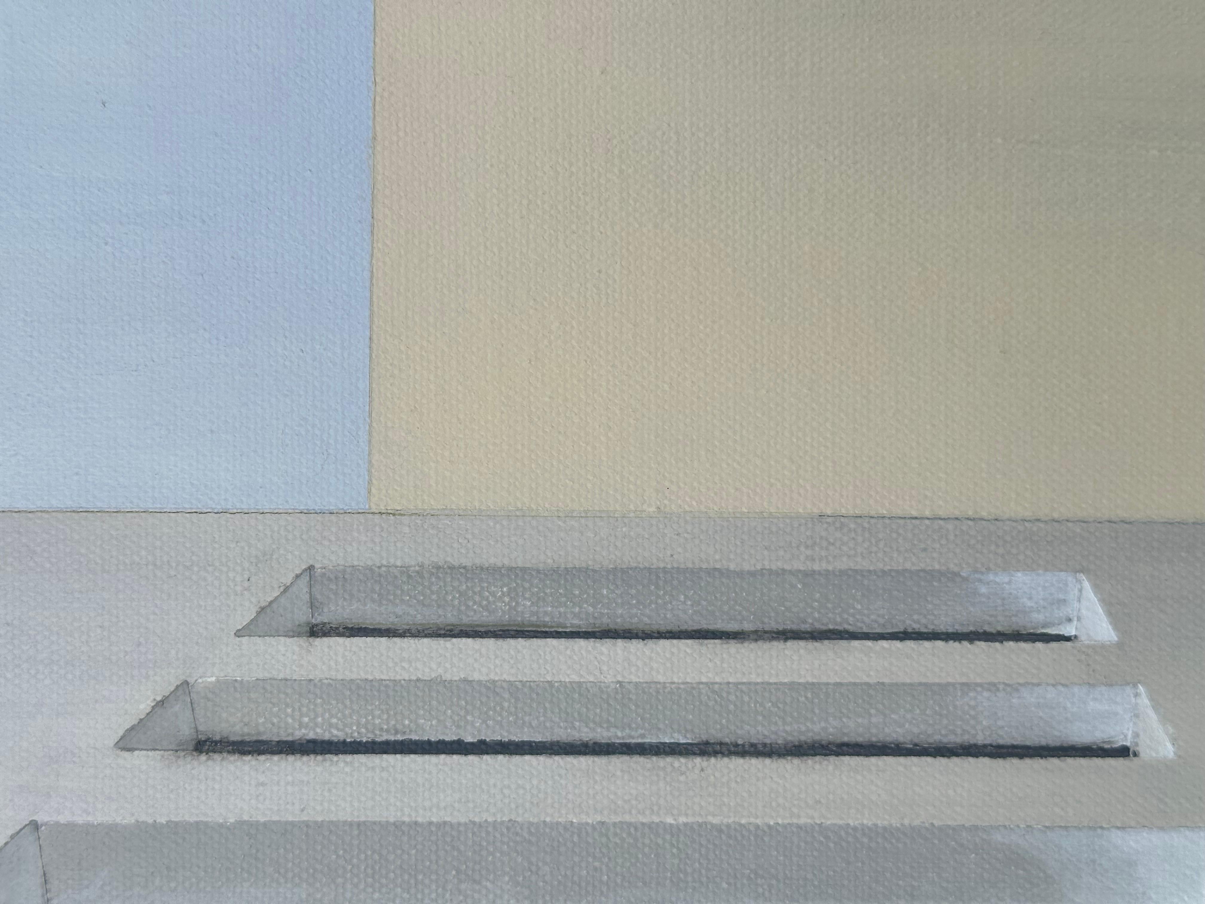 Innenraum#1 Fenster, Originalgemälde (Grau), Interior Painting, von Zeynep Genc