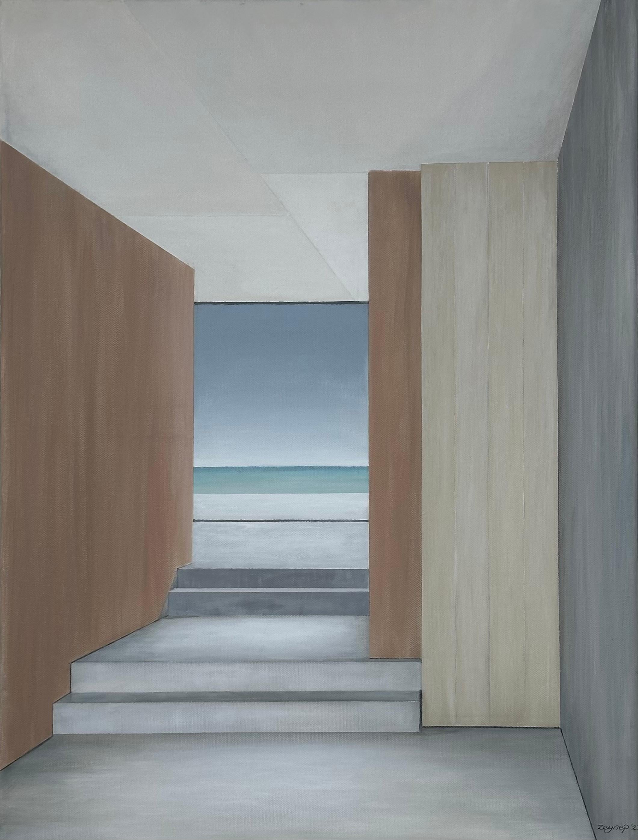 Zeynep Genc Interior Painting – Interieurraum#2 Meer, Originalgemälde