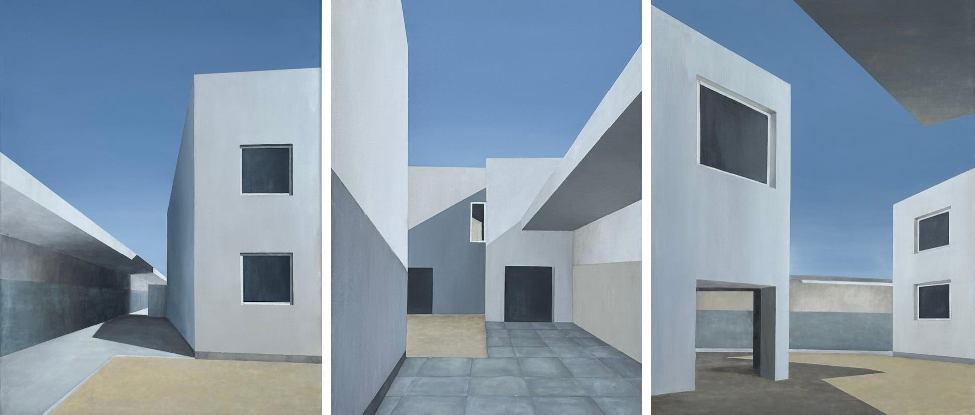 Zeynep Genc Interior Painting – Serralves Contemporary Art Museum - Triptychon, Originalgemälde