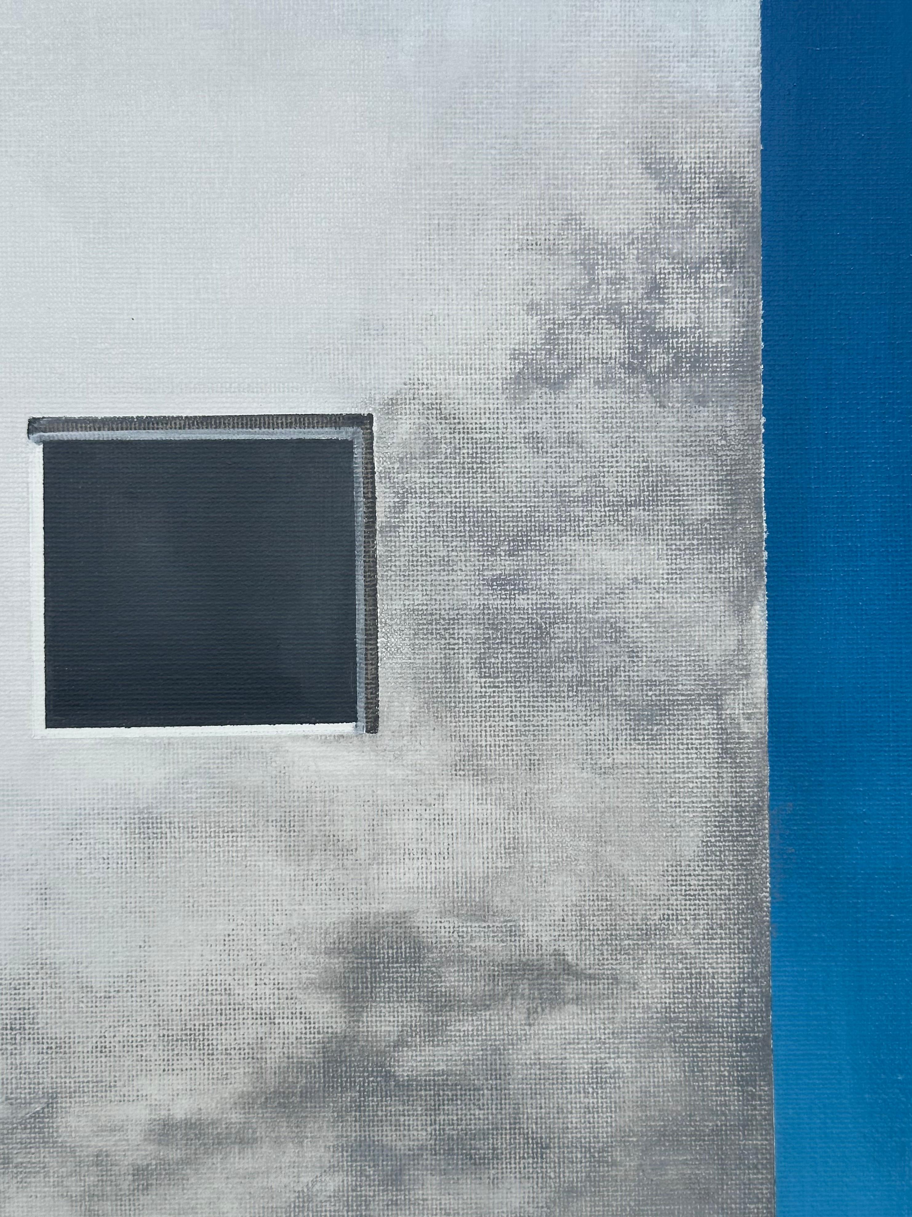 Ombra di un albero sulla facciata, Pittura originale - Interior Painting Grigio di Zeynep Genc
