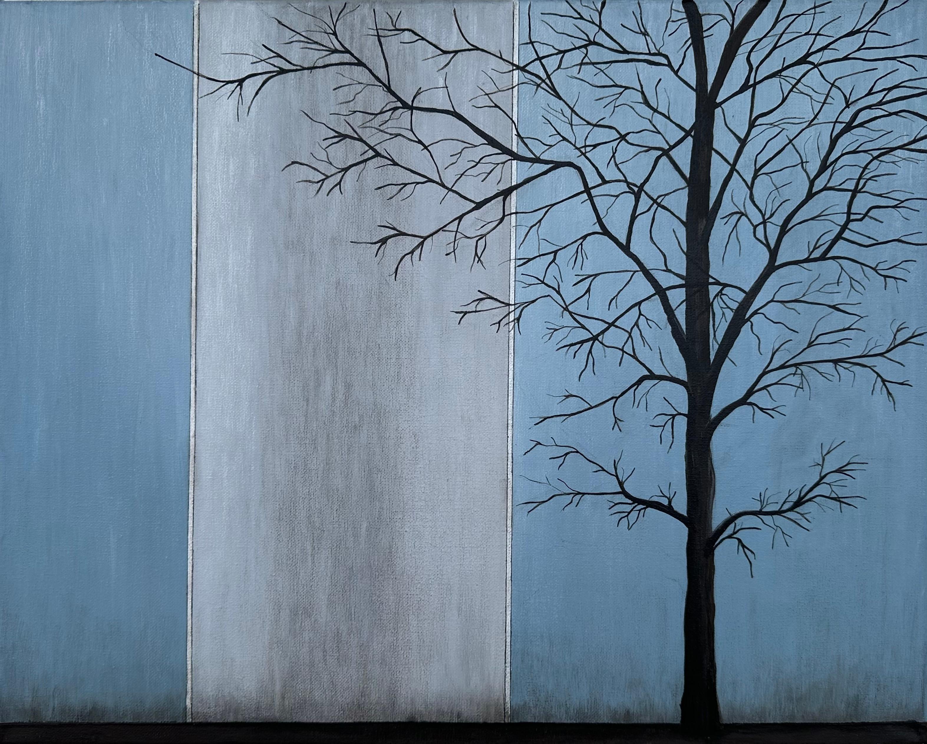 Zeynep Genc Landscape Painting – Die Wand und der Baum, Originalgemälde